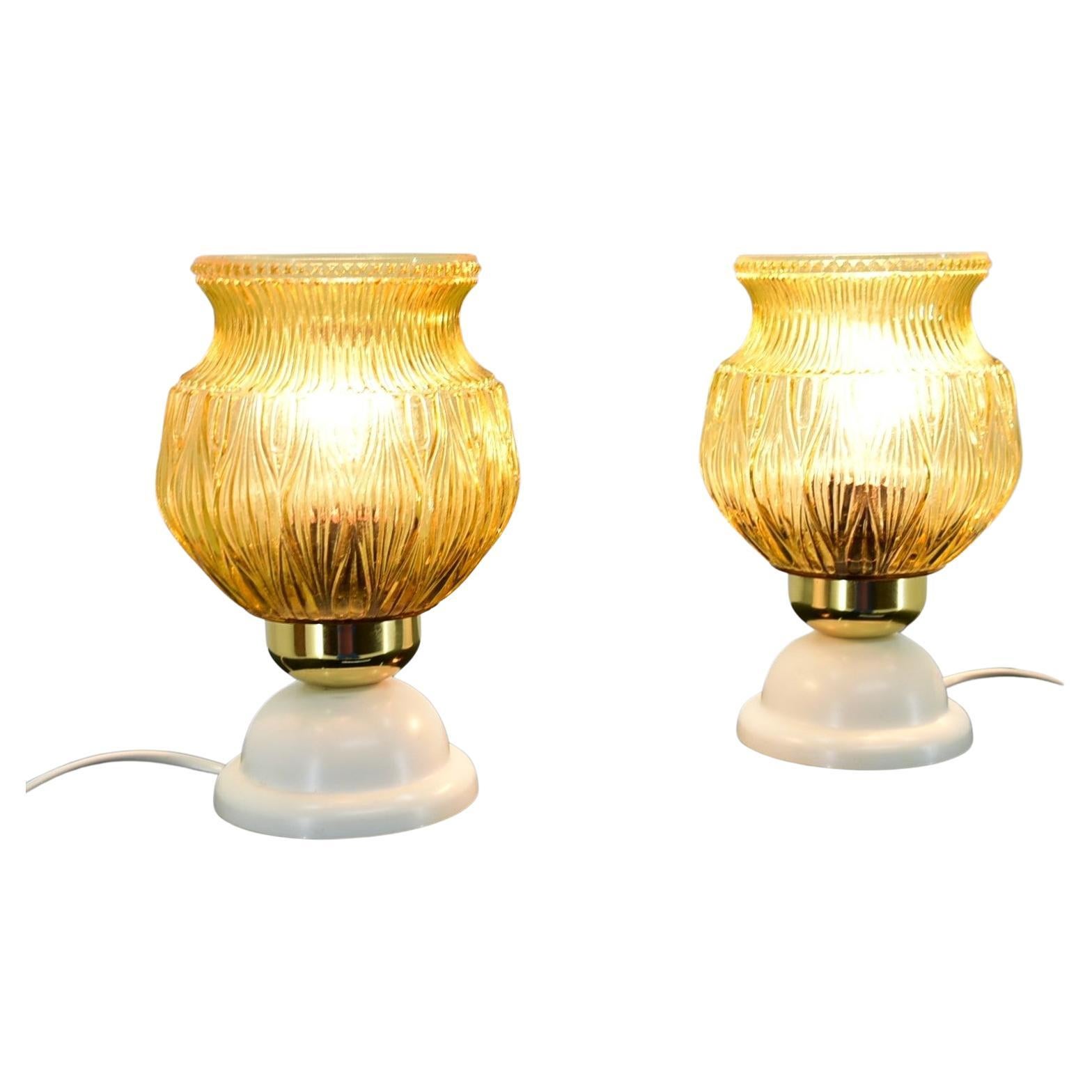 Set of Two Mid-Century Table Lamps, Czechoslovakia, 1970s For Sale