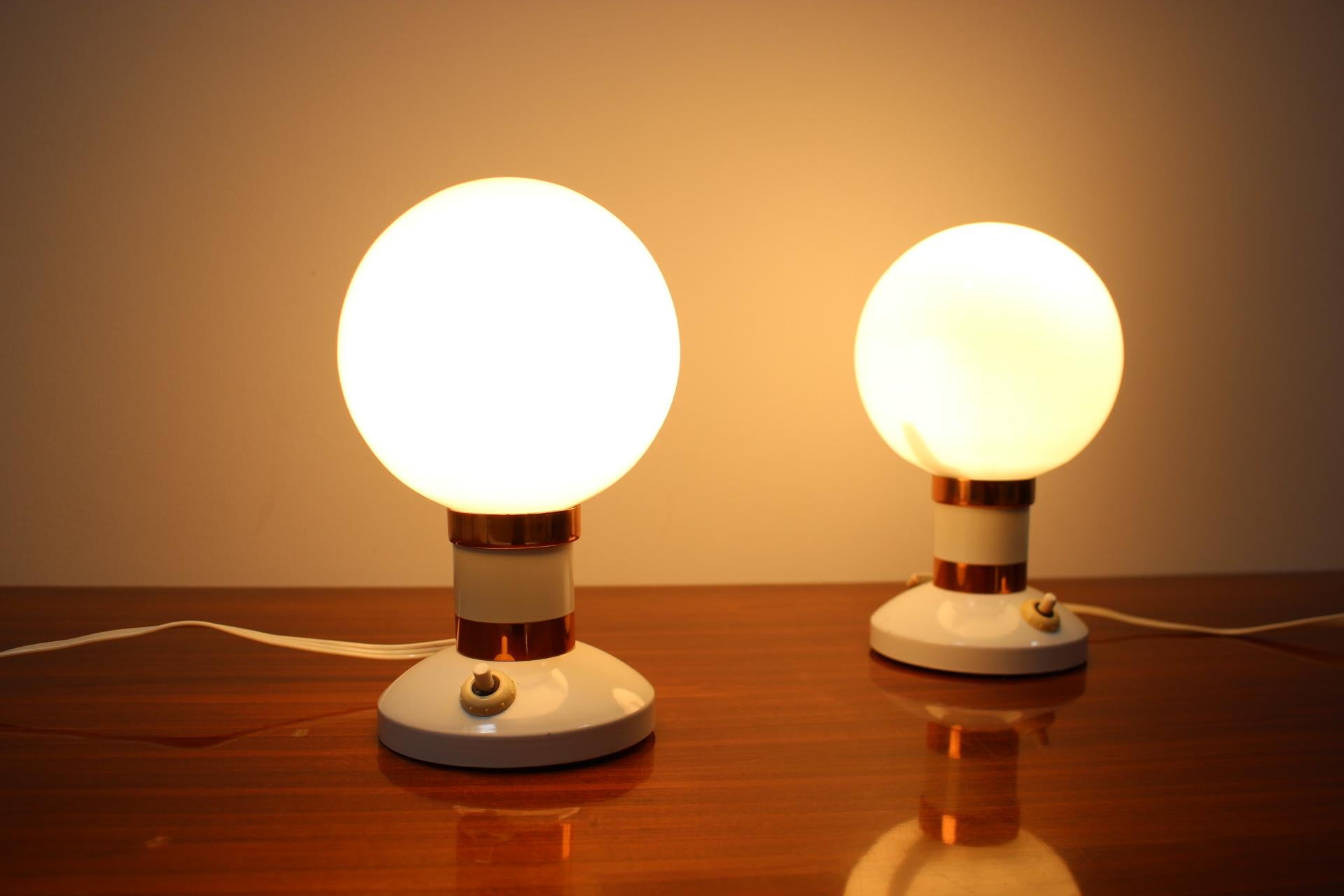 Metal Set of Two Mid-Century Table Lamps/ Drukov, 1970's For Sale