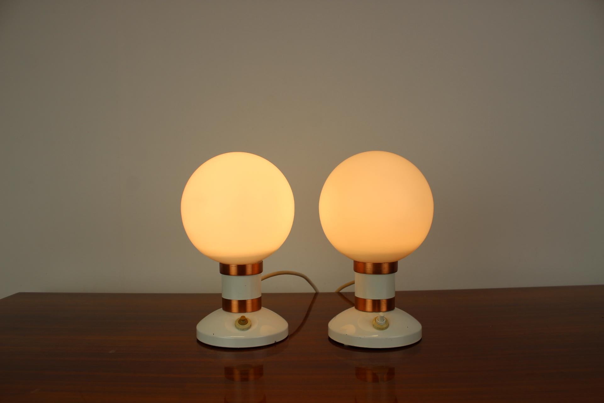 Metal Set of Two Mid-Century Table Lamps/ Drukov, 1970's For Sale