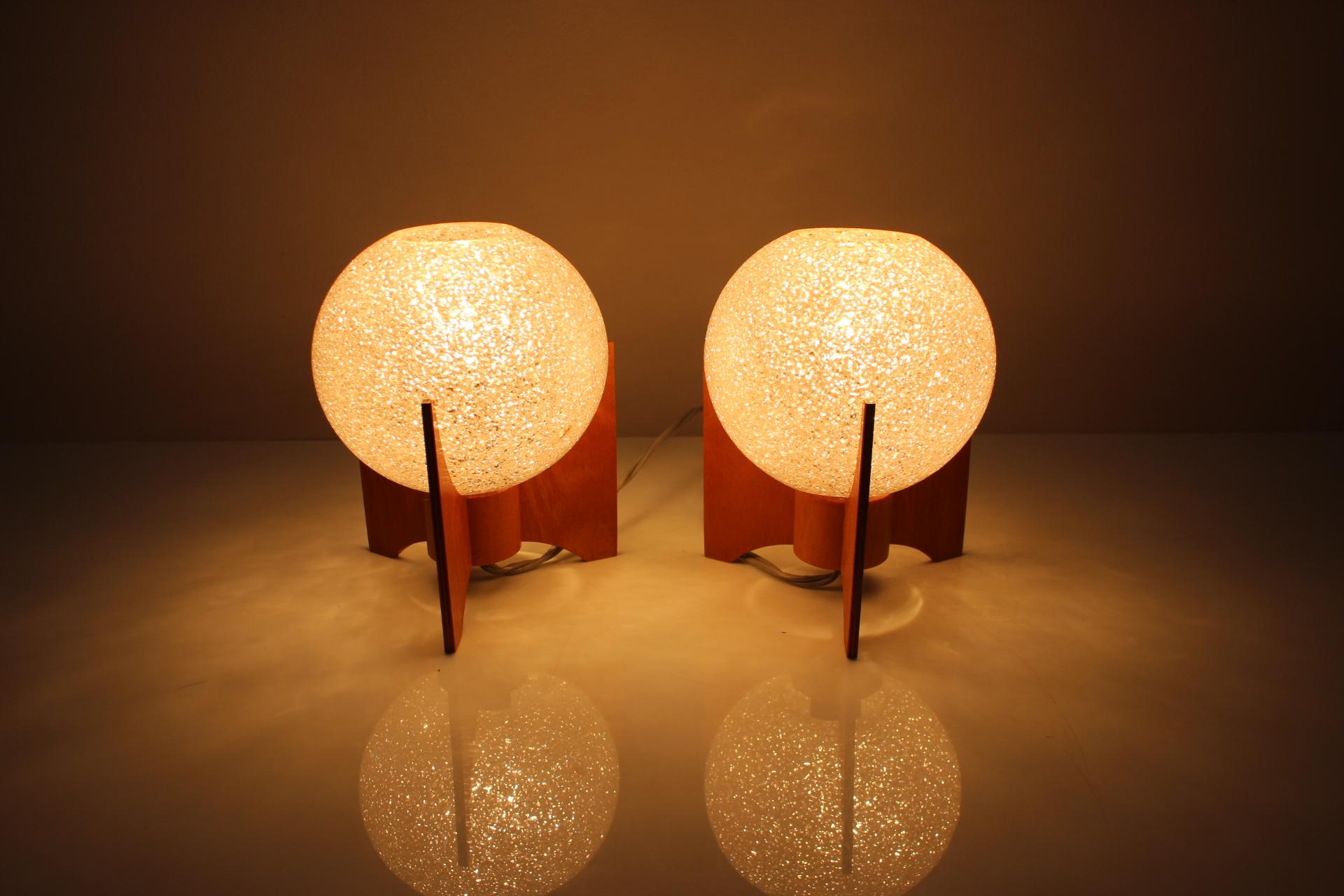 Late 20th Century Set of Two Mid-Century Table Lamps / Pokrok Žilina, 1970's For Sale