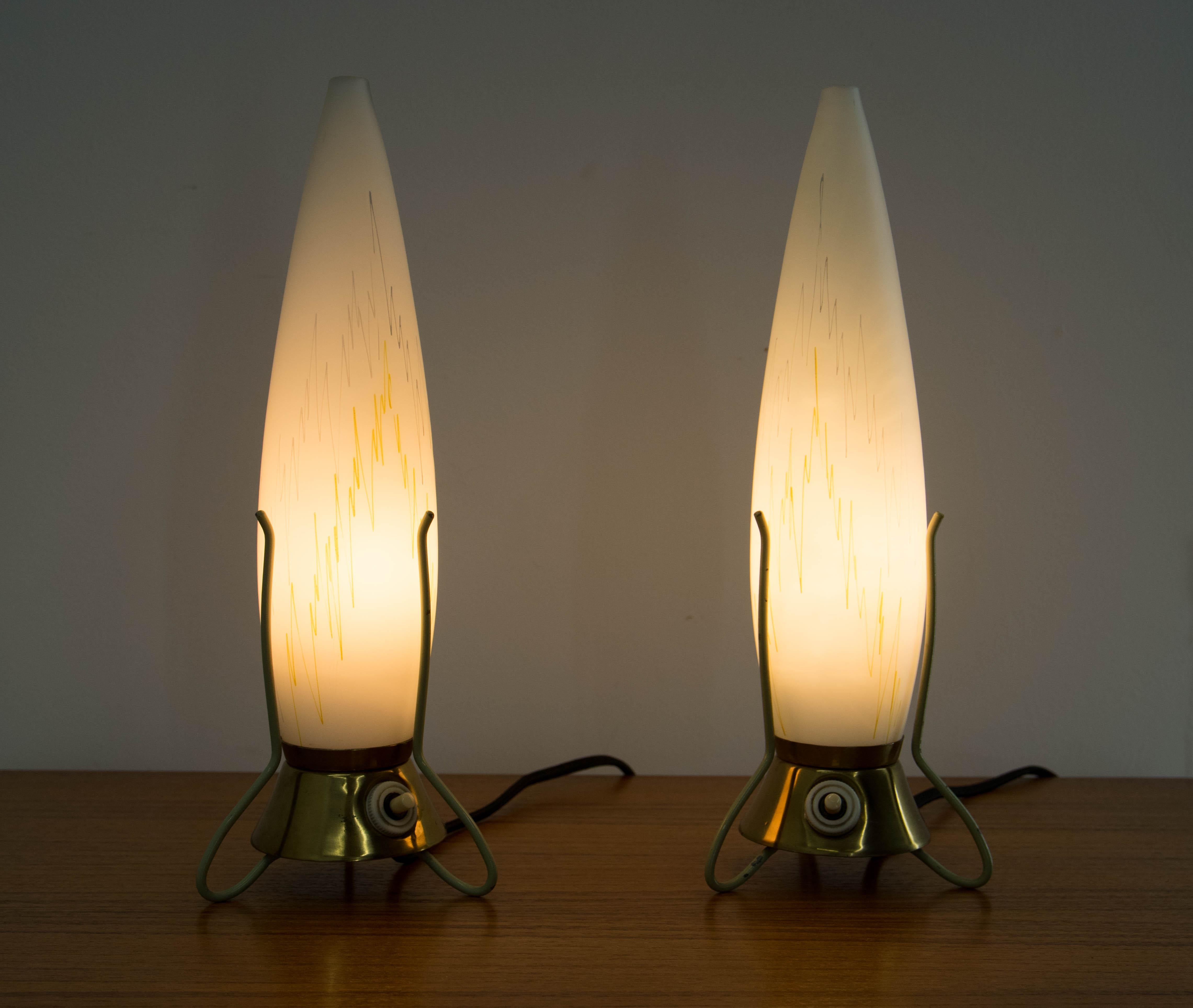 Space Age Set of Two Mid-Century Table Lamps Rockets, 1960s For Sale