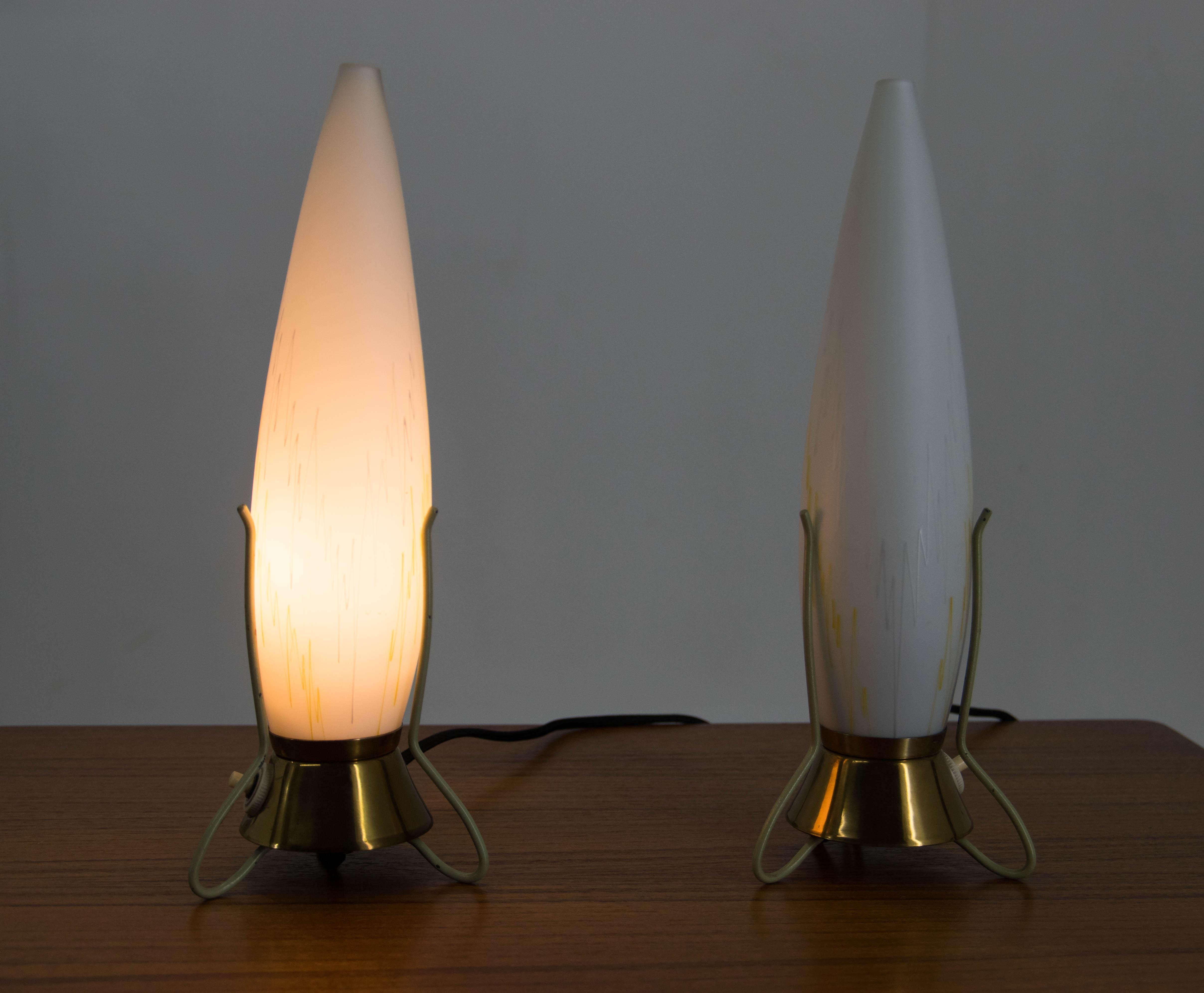 Czech Set of Two Mid-Century Table Lamps Rockets, 1960s For Sale