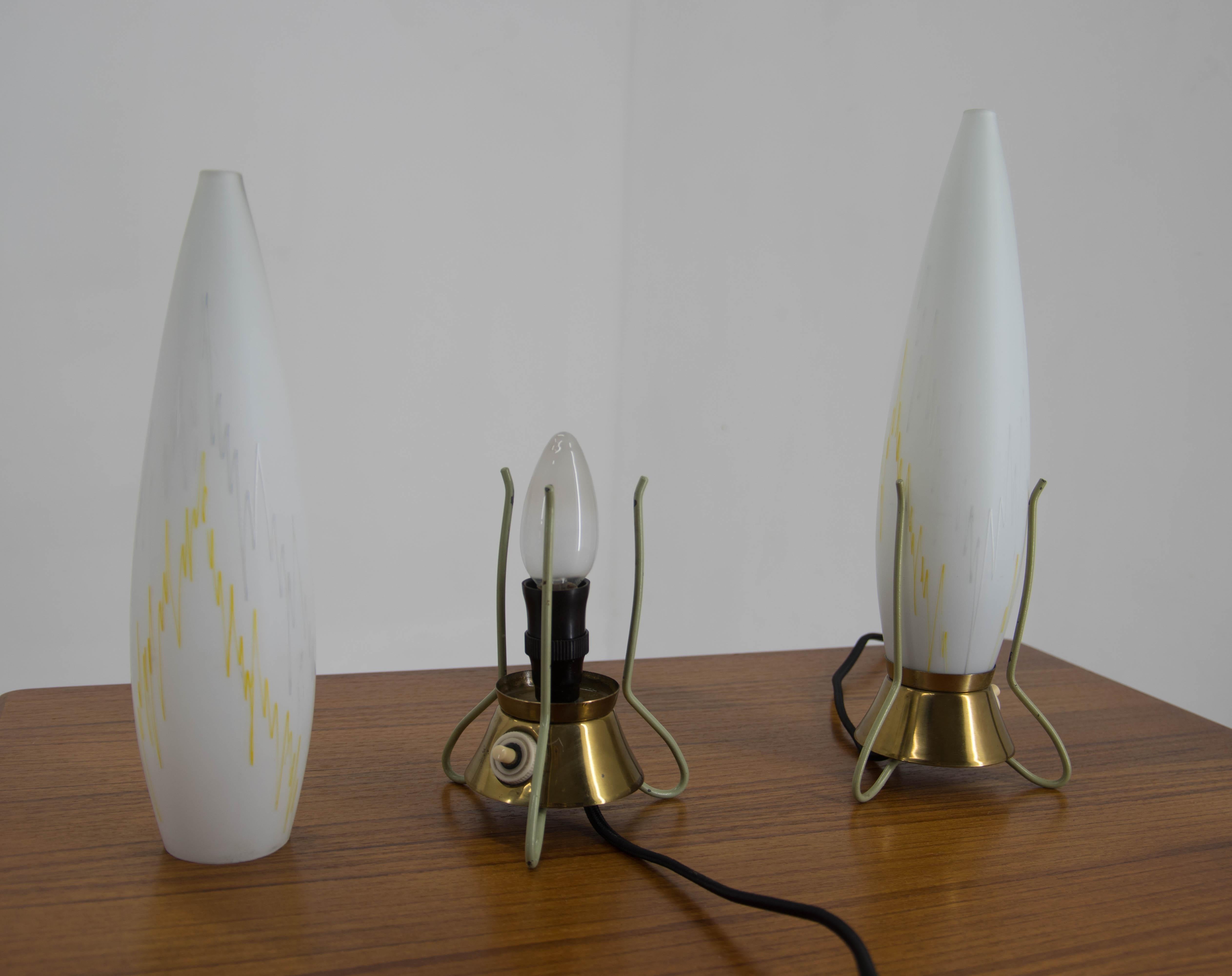 Mid-20th Century Set of Two Mid-Century Table Lamps Rockets, 1960s For Sale