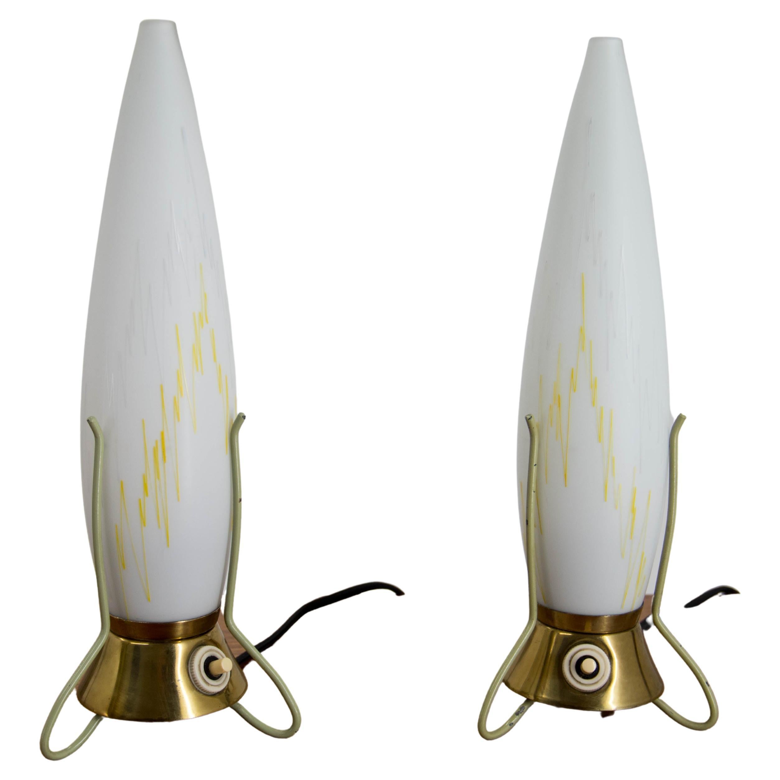 Set of Two Mid-Century Table Lamps Rockets, 1960s For Sale