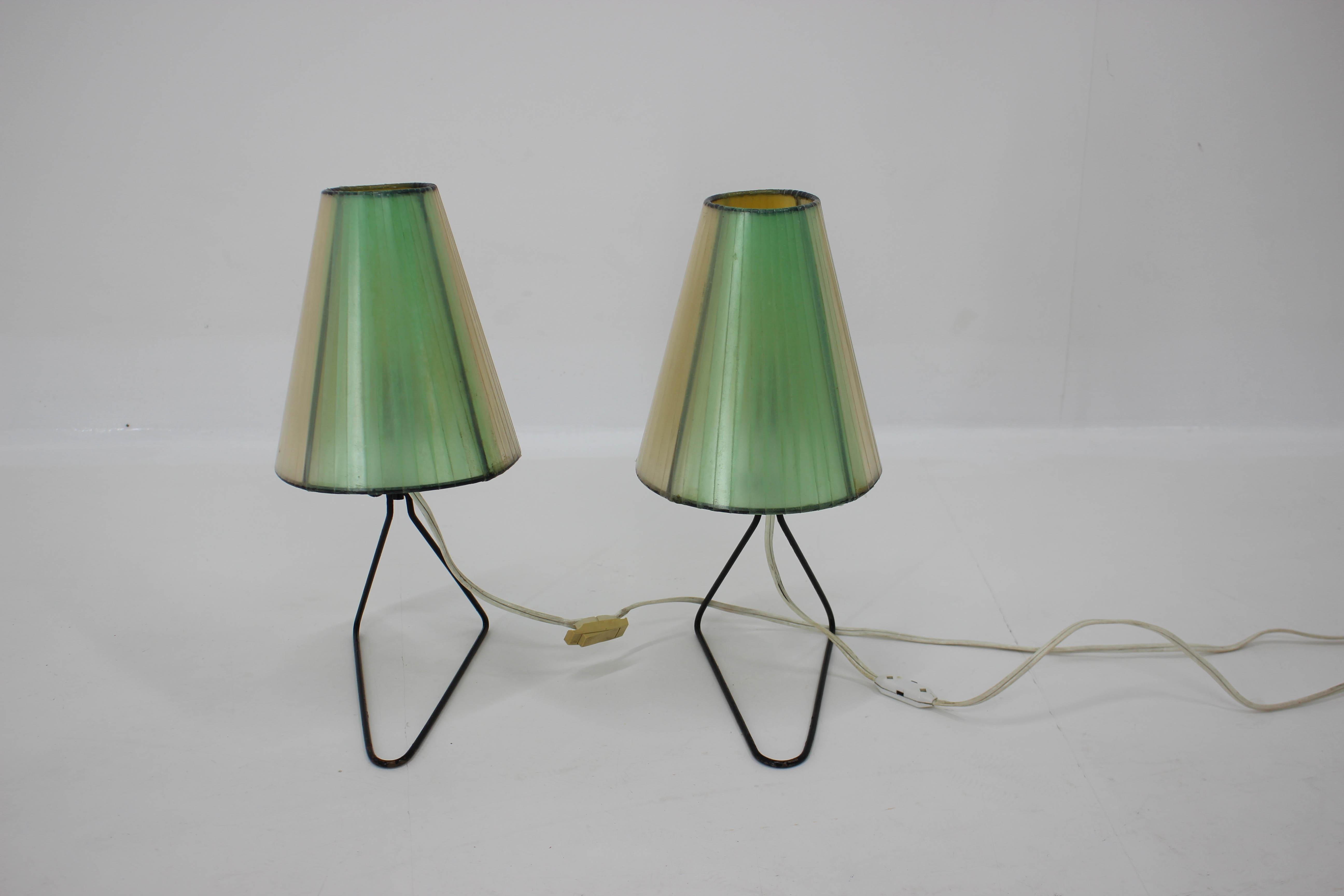Set of Two Midcentury Table or Bedside Lamps, 1960 In Good Condition For Sale In Praha, CZ