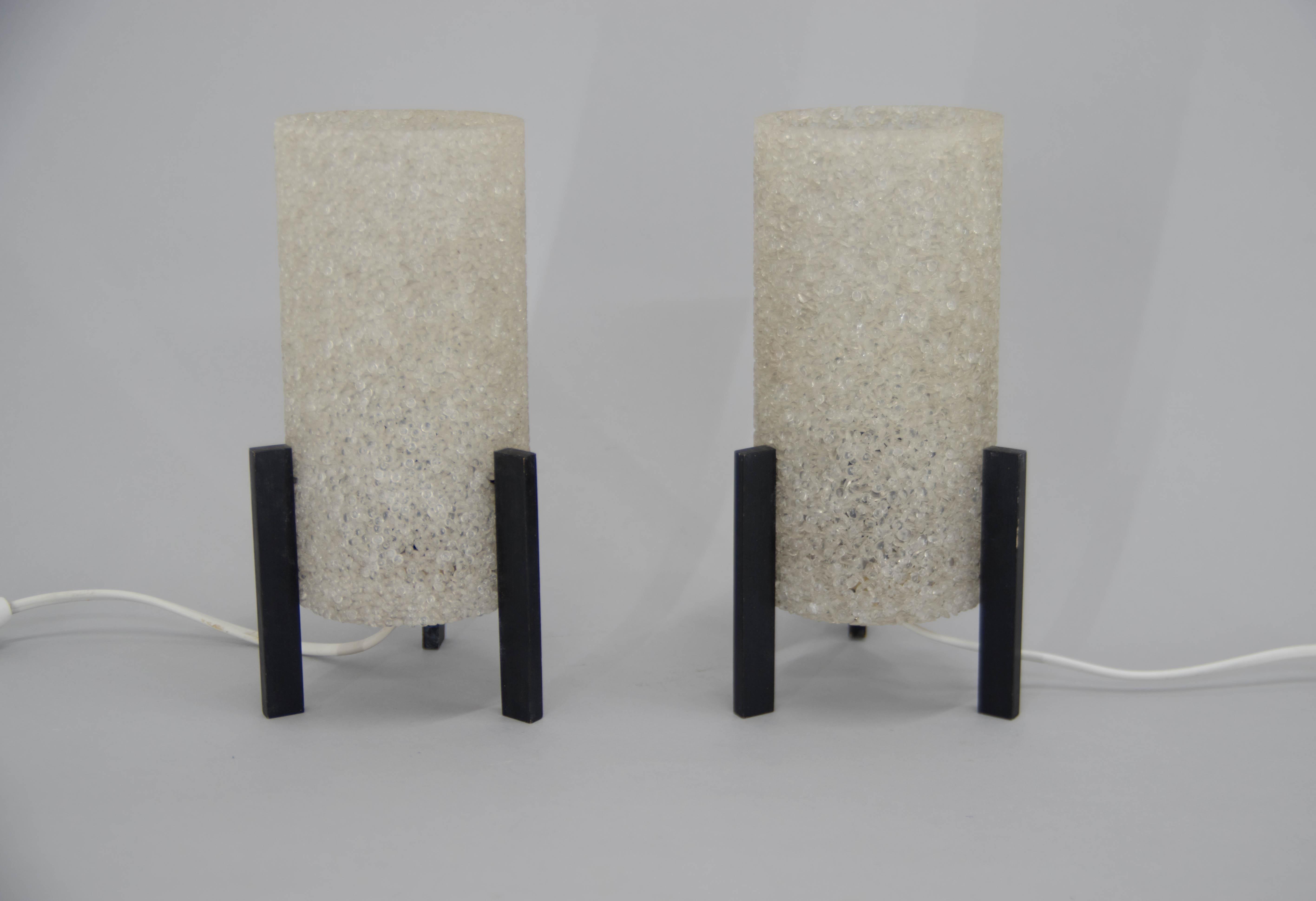 Mid-Century Modern Set of Two Mid-Century Table or Bedside Lamps by Pokrok Zilina, 1960s