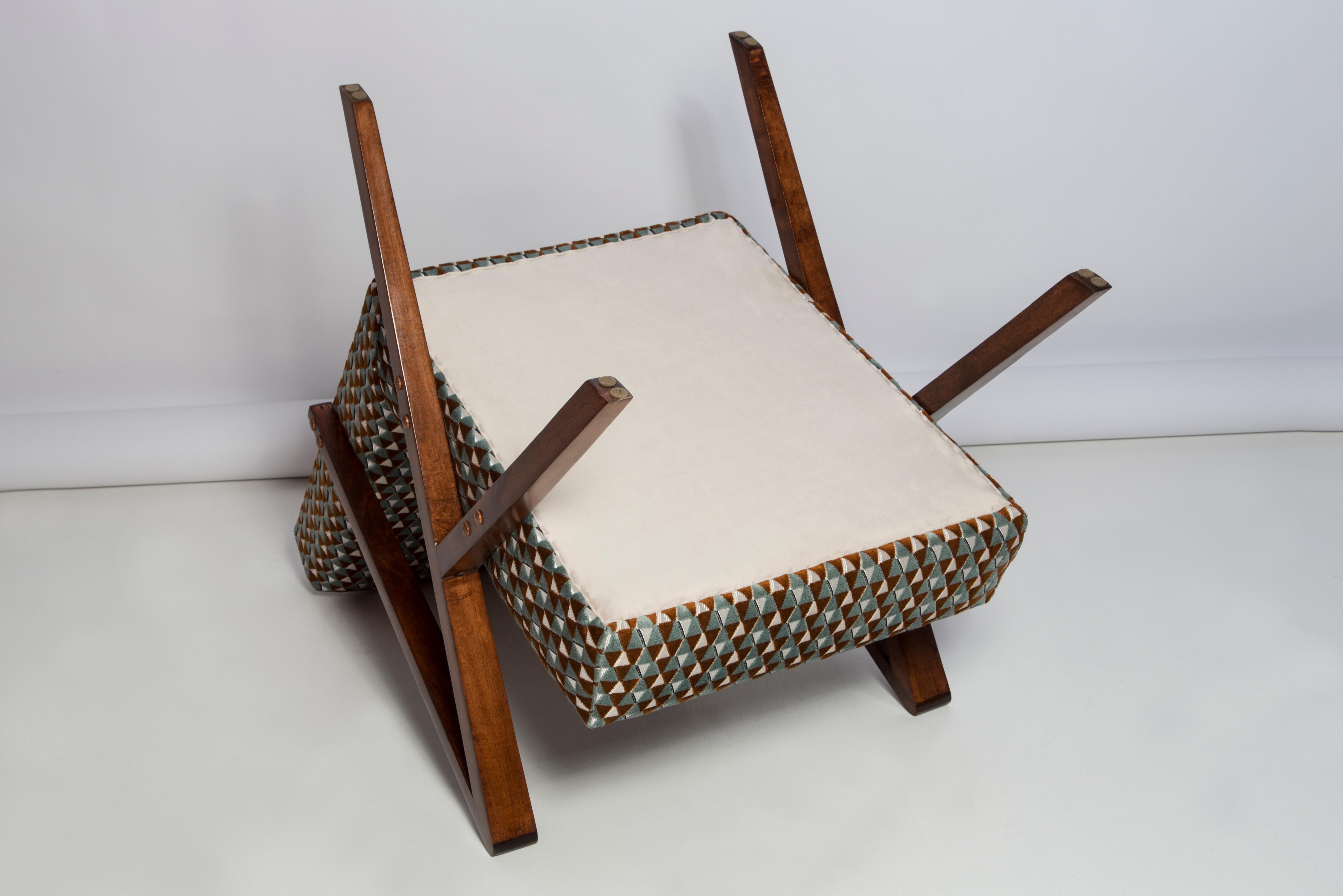 Set of Two Mid Century Unique Zet Armchairs, Triangle Velvet, 1970s, Europe For Sale 6