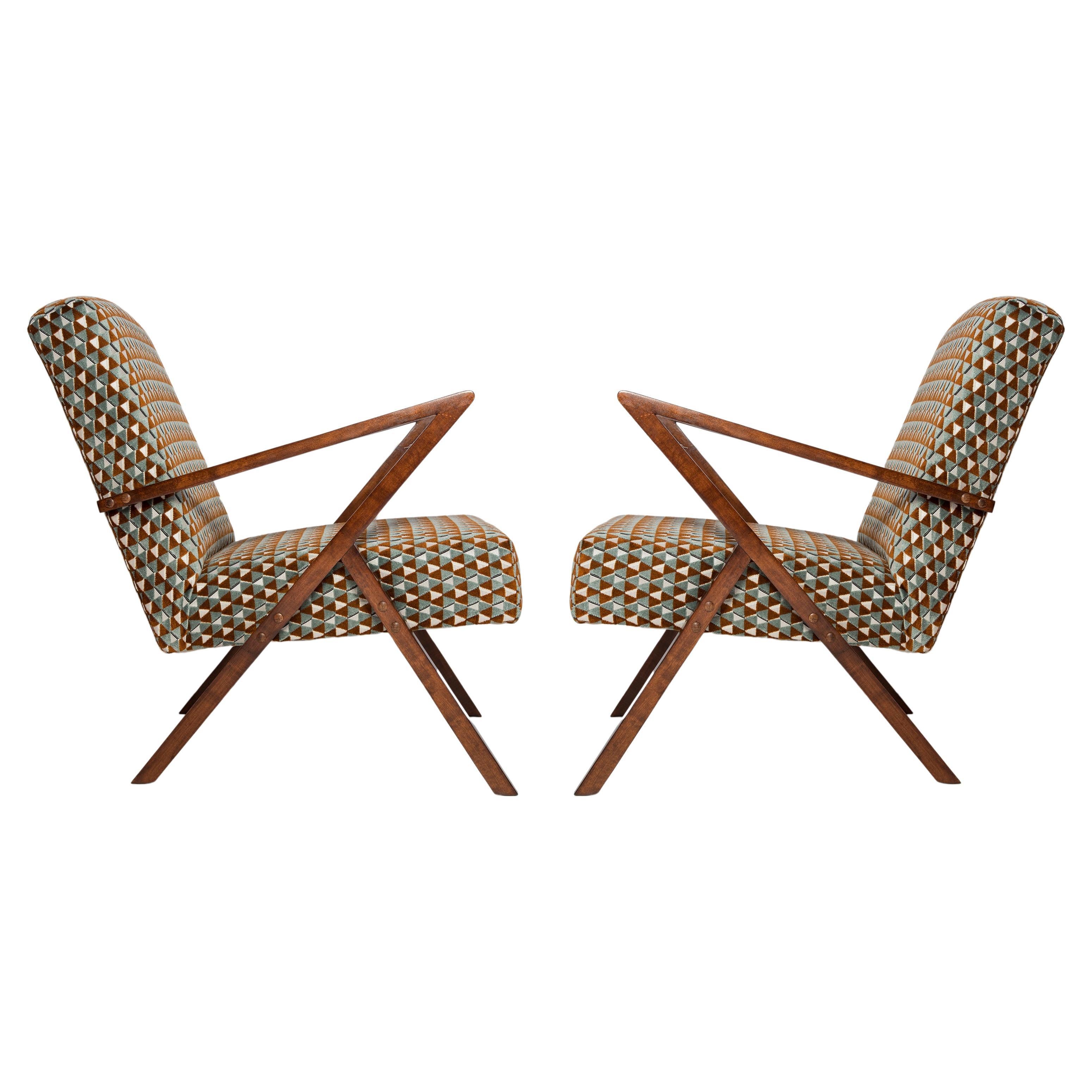 Unique Pair Of Mid Century Modern Sculpted Back Armchairs At 1stDibs 