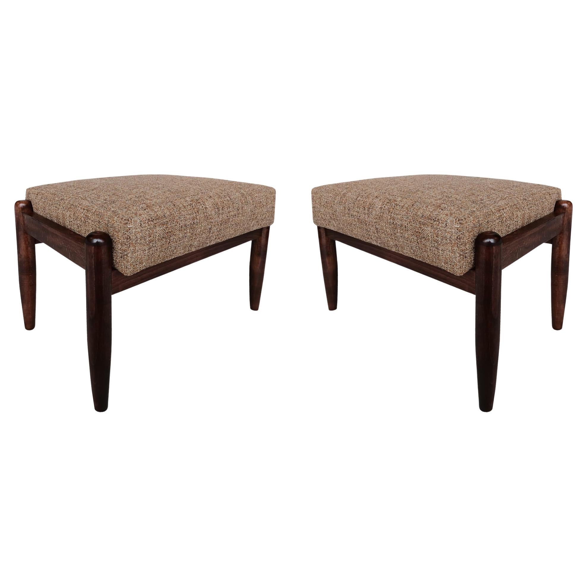 Set of Two Mid Century Vintage Beige Melange Stools, Edmund Homa, Europe, 1960s