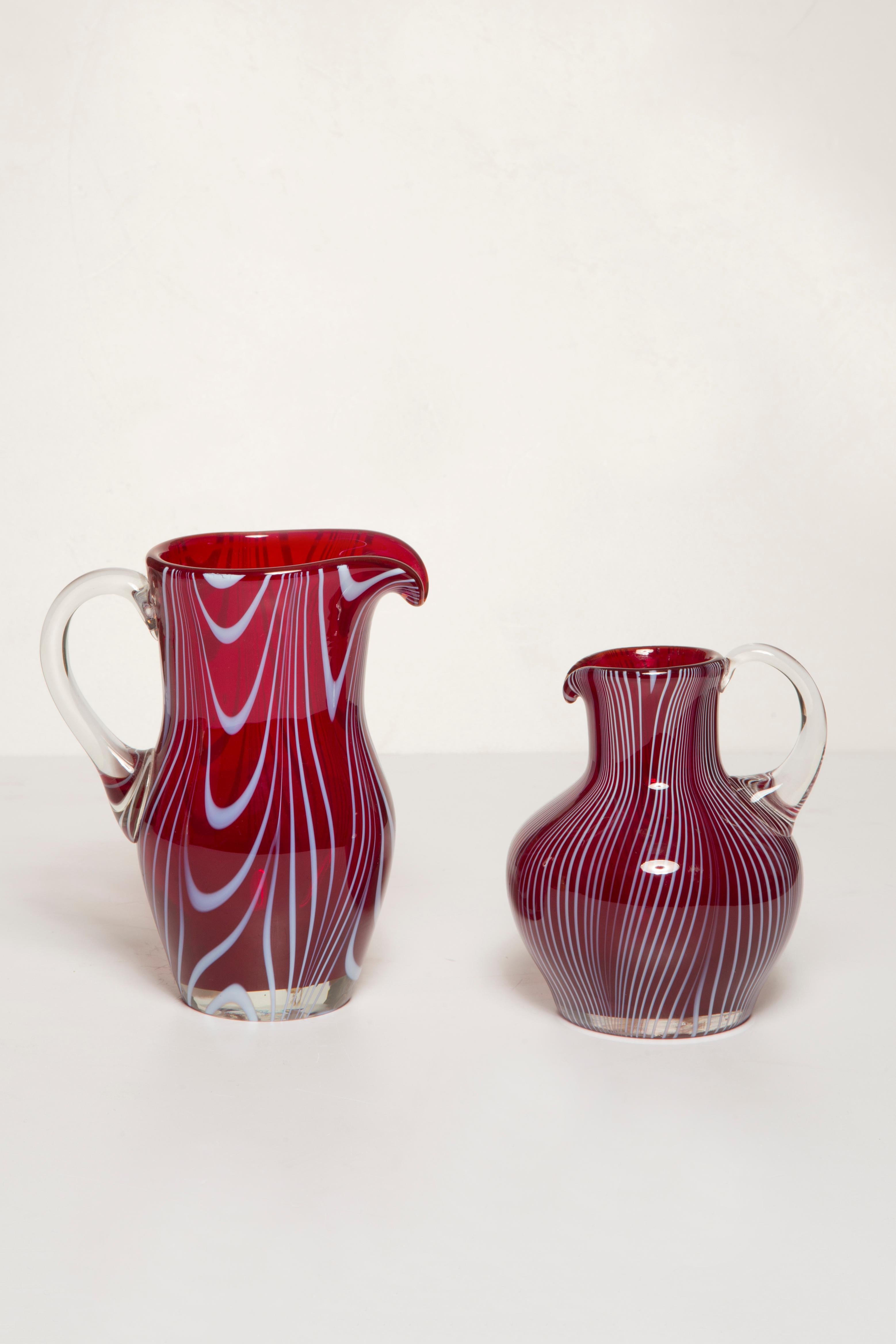 Mid-Century Modern Set of Two Mid Century Vintage Dark Red Small Vases, Europe, 1960s For Sale
