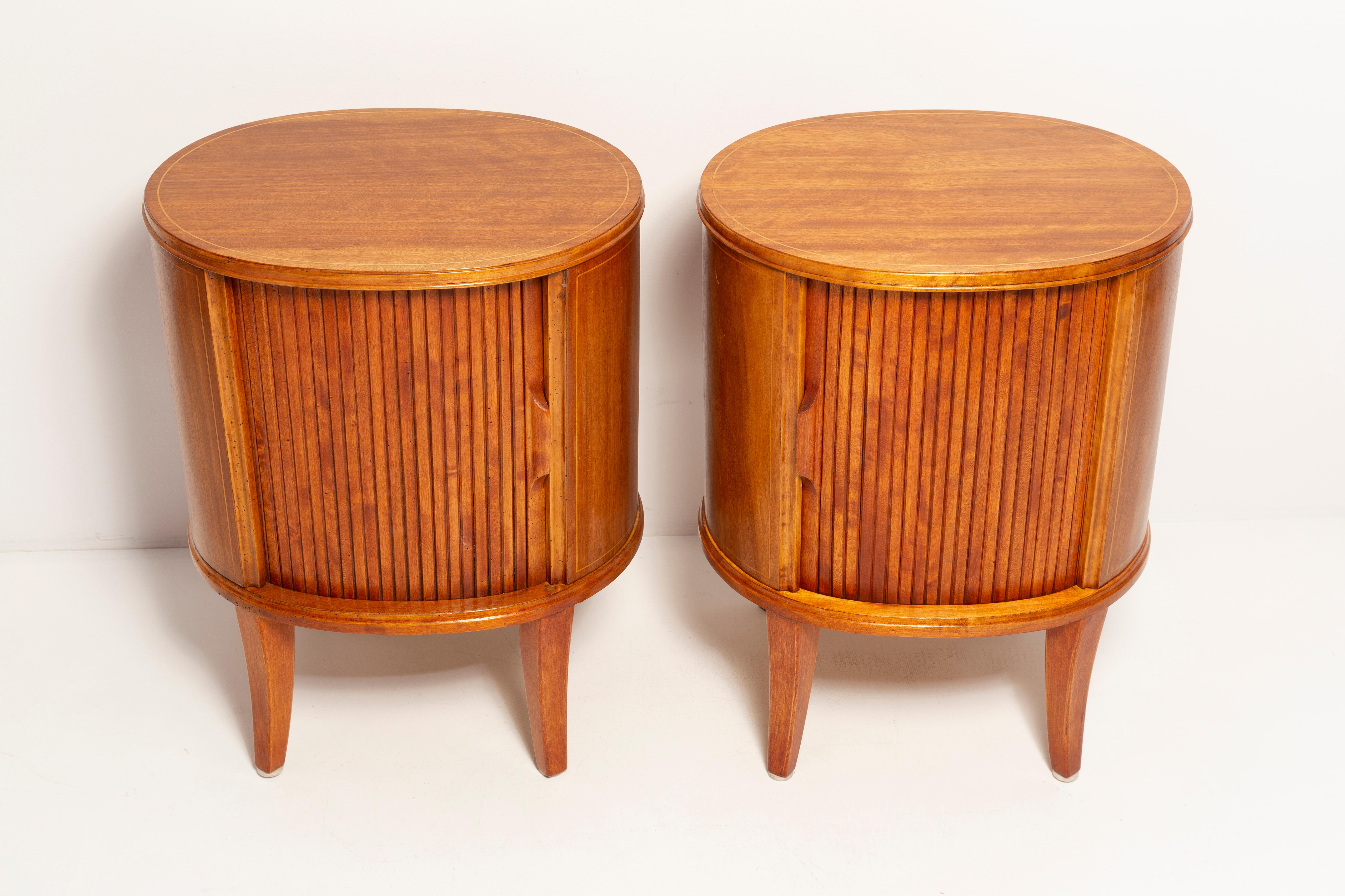 Mid-Century Modern Set of Two Mid-Century Vintage Night Tables, Wood, Europe, 1960s For Sale