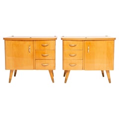 Ensemble de deux tables de nuit vintage du milieu du siècle, bois, Europe, années 1960