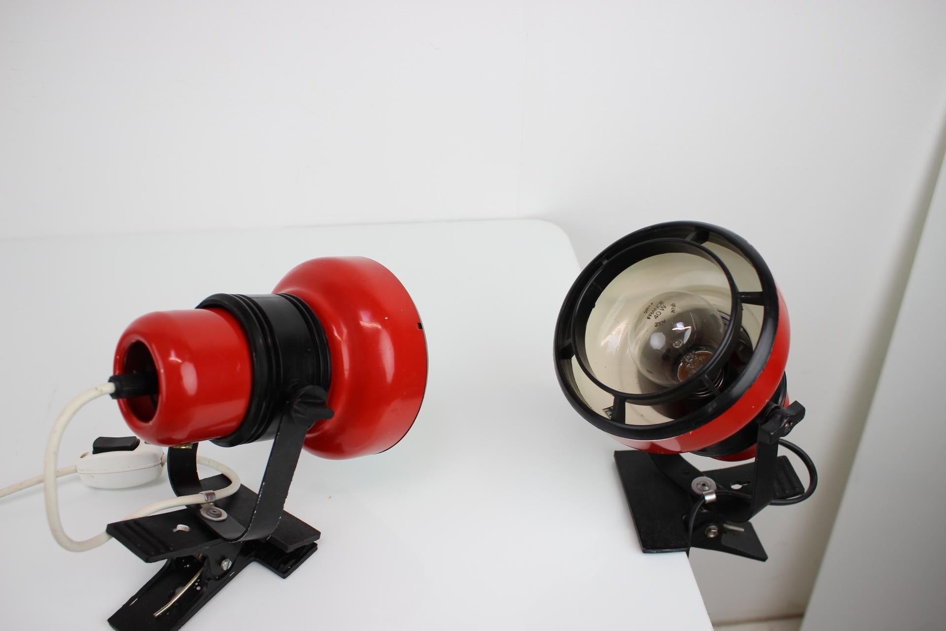 Set of Two Mid-Century Wall or Table Lamps by Elektrofem, Hungary, 1970s For Sale 3