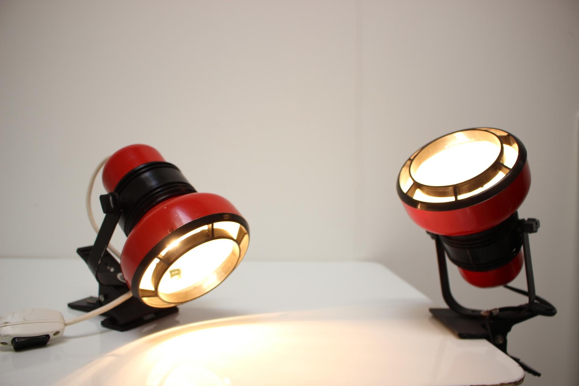 Hungarian Set of Two Mid-Century Wall or Table Lamps by Elektrofem, Hungary, 1970s For Sale