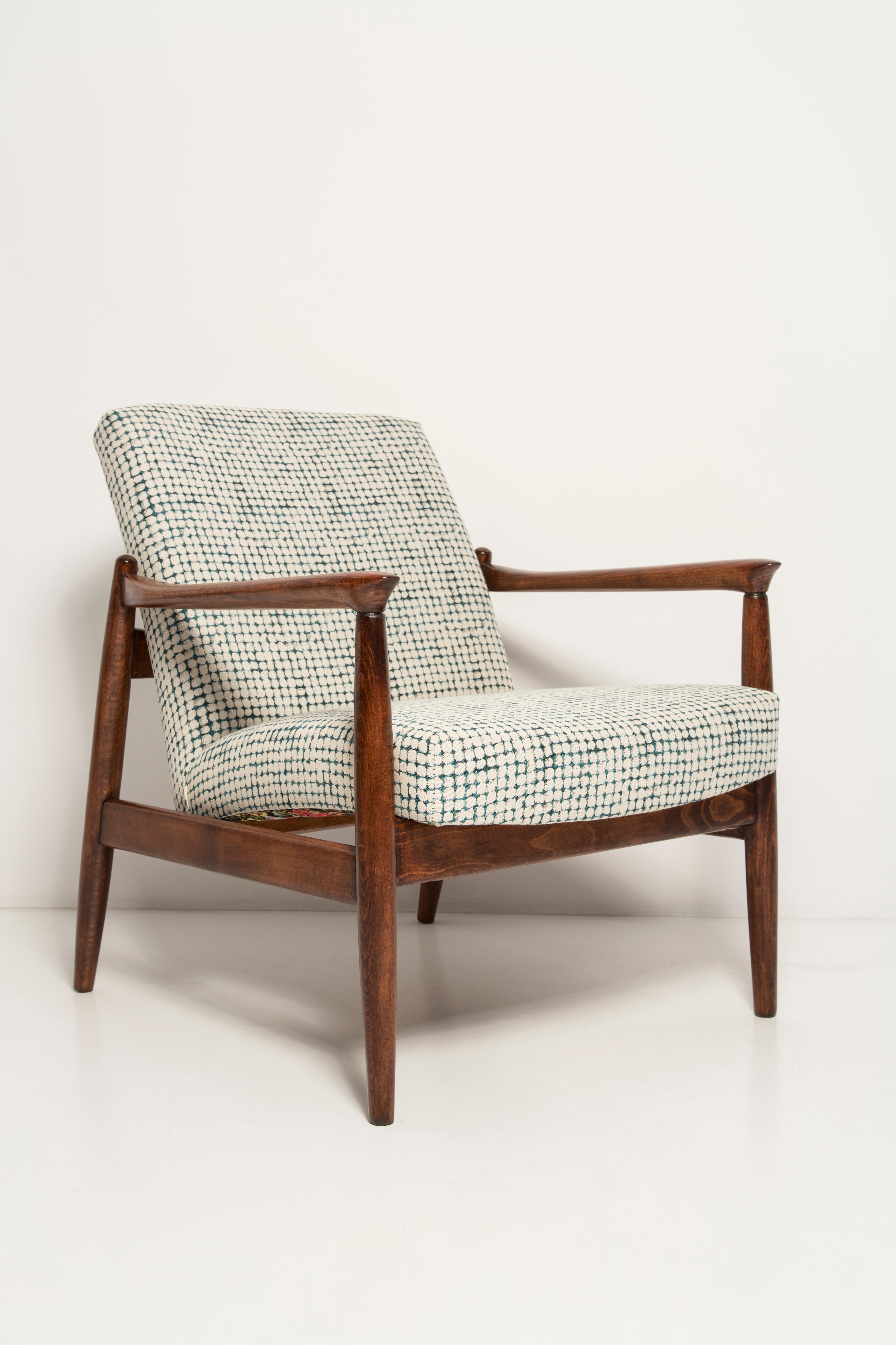 Mid-Century Modern Set of Two Mid Century White and Aqua GFM 64 Armchairs, Edmund Homa, Europe, 1960s For Sale
