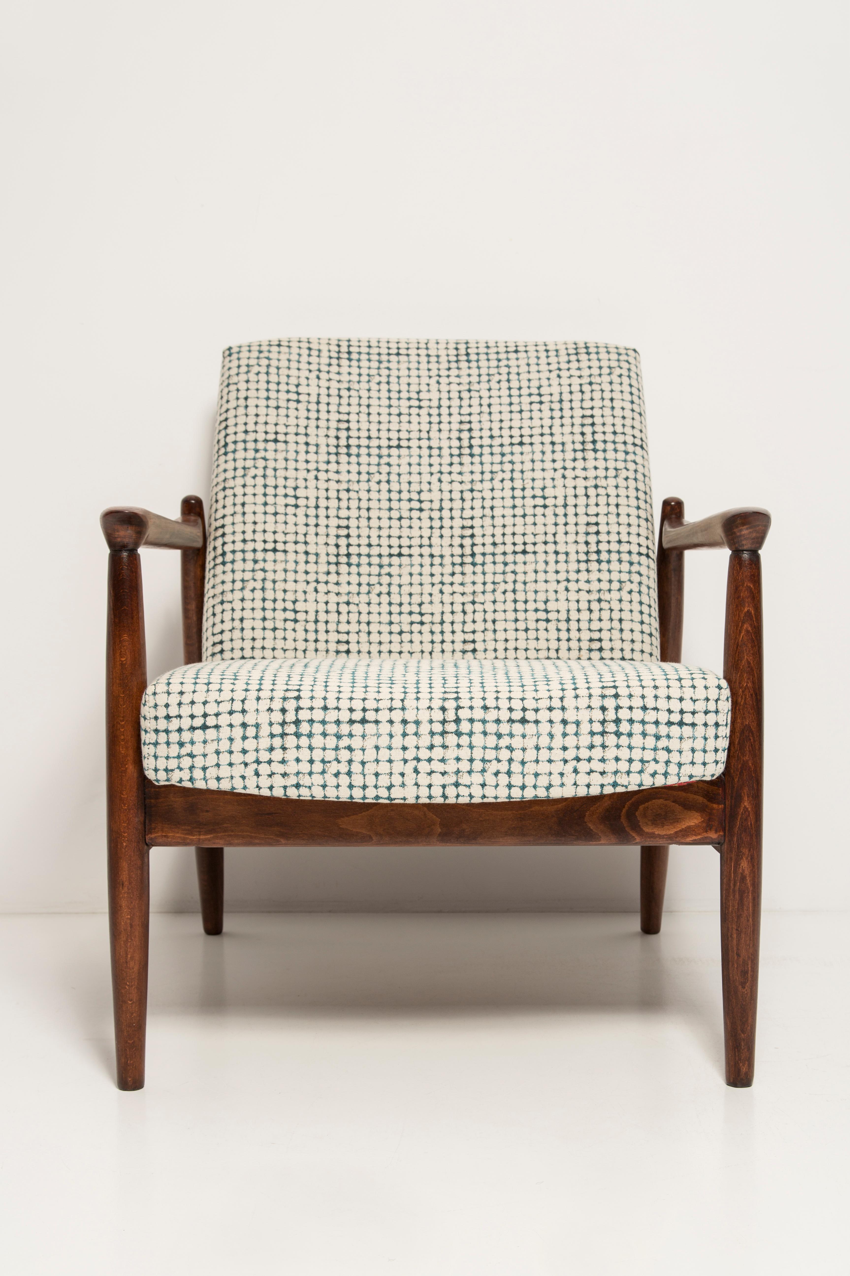 20th Century Set of Two Mid Century White and Aqua GFM 64 Armchairs, Edmund Homa, Europe, 1960s For Sale