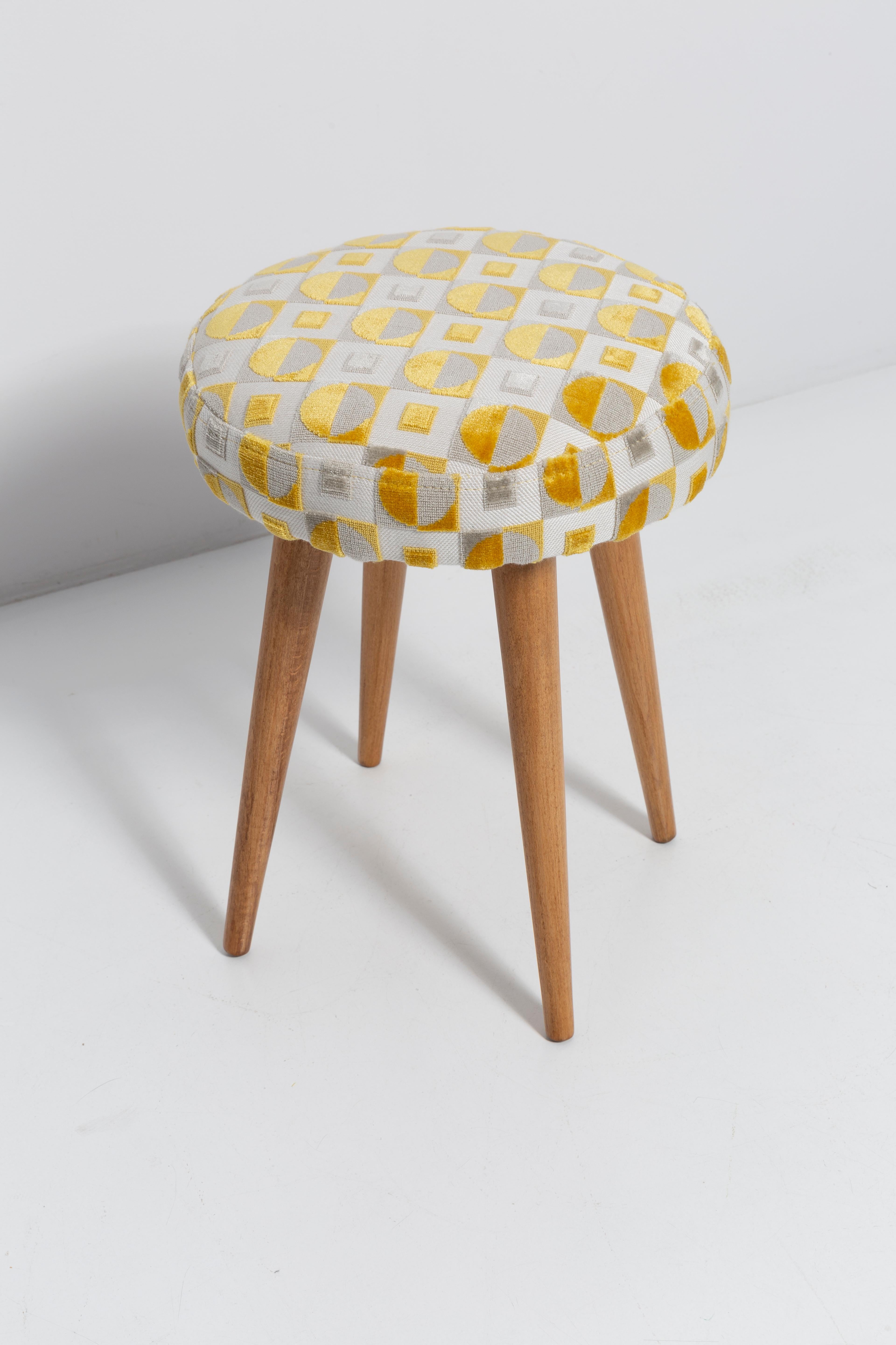 Polish Set of Two Mid Century Yellow and Beige Stools, Europe, 1960s For Sale