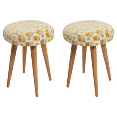 Set of Two Mid Century Yellow and Beige Stools, Europe, 1960s