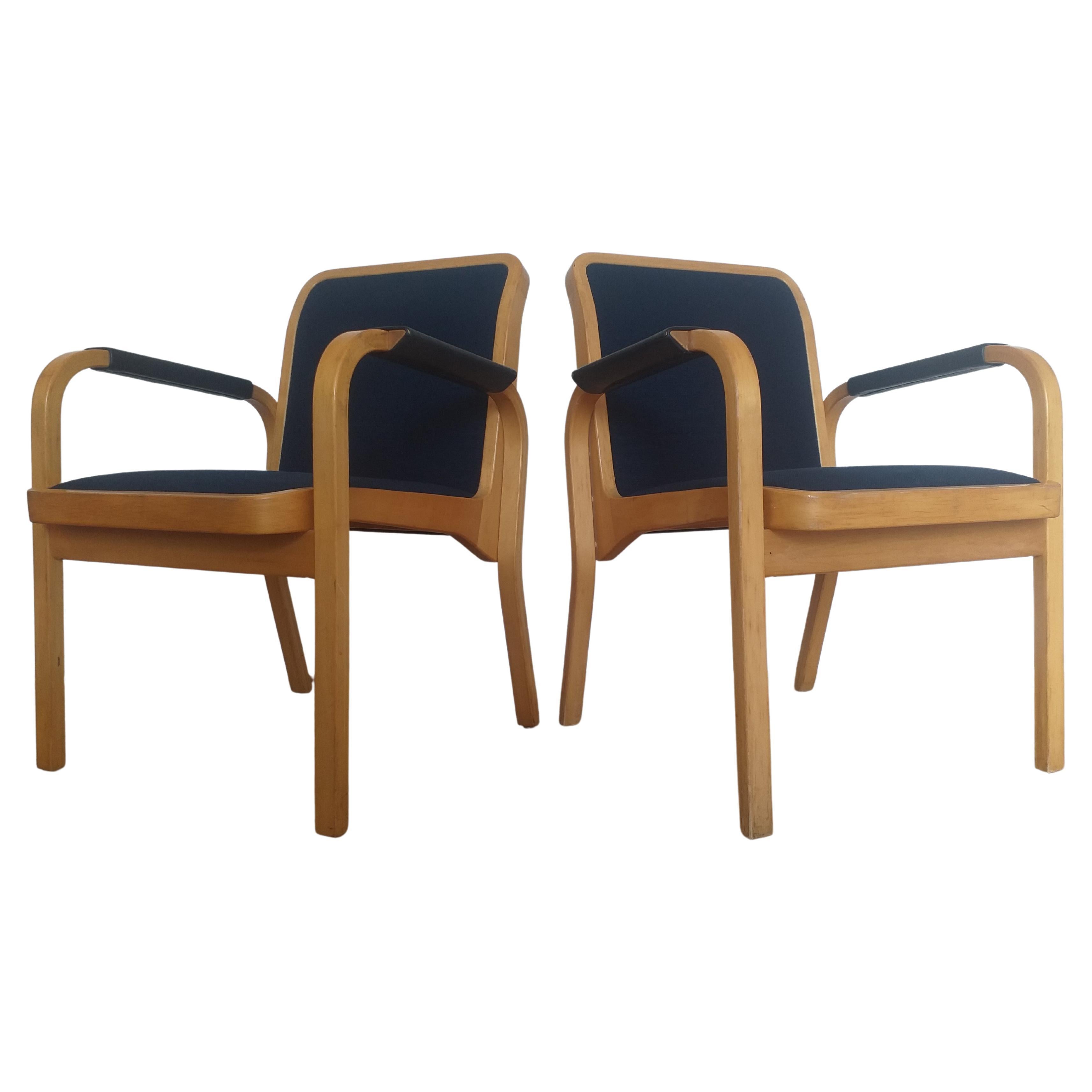 Set of Two Midcentury Alvar Aalto Chairs by Artek, Model E45, Finland, 1960s
