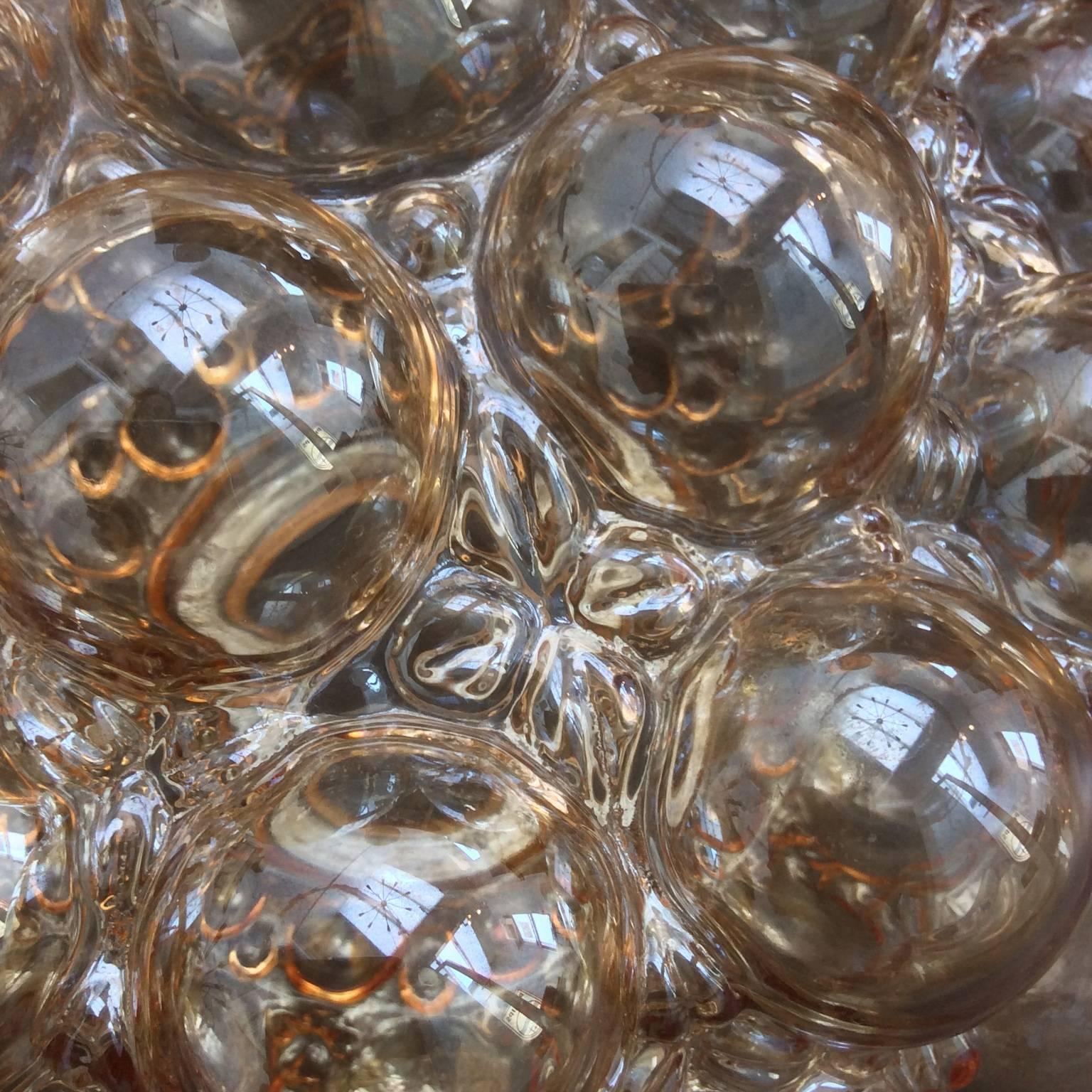 Set of Two Midcentury Amber Glass Bubble Lights by Helena Tynell In Good Condition In London, GB
