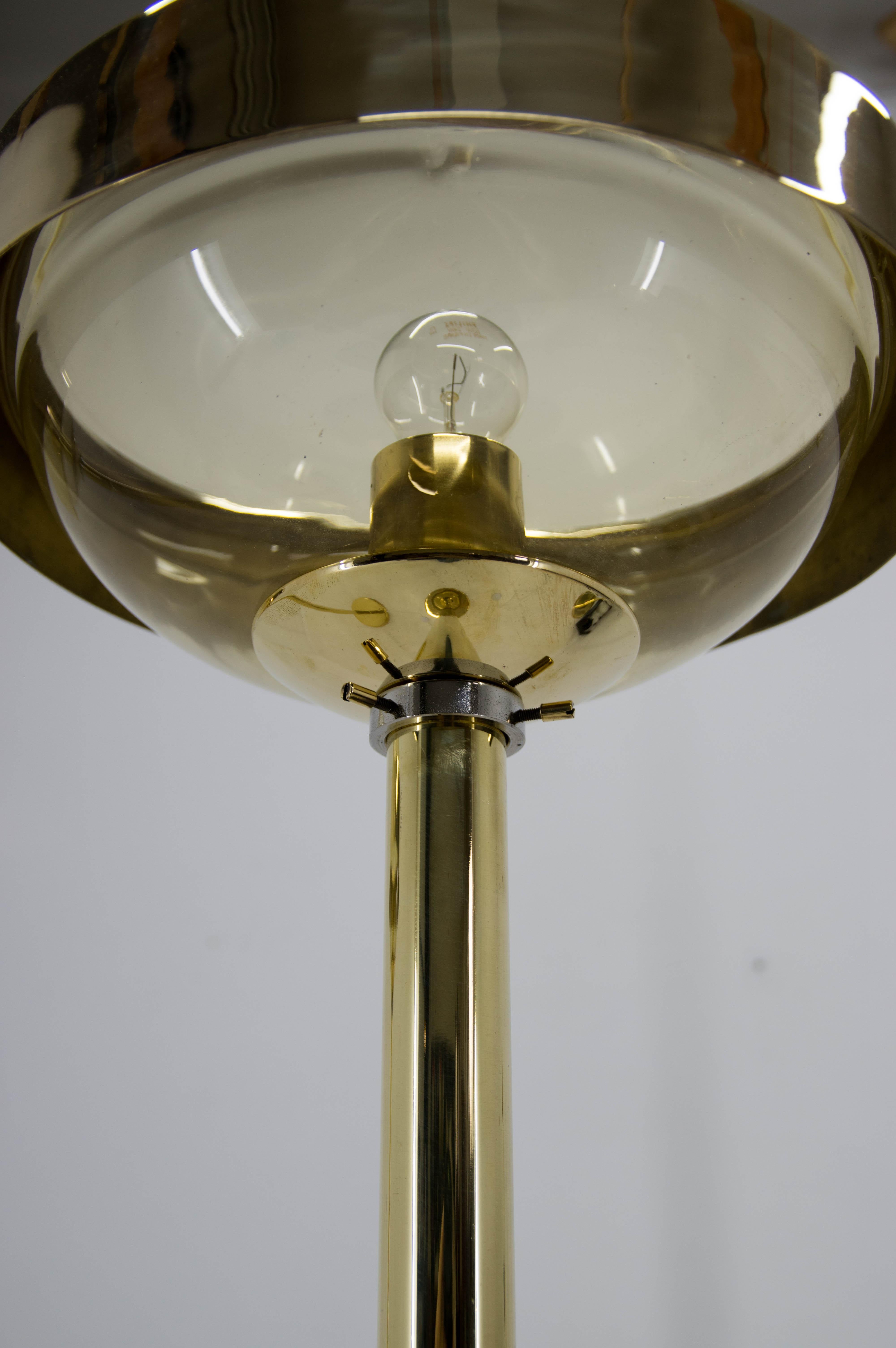 Set of Two Midcentury Brass Floor Lamps by Kamenicky Senov, 1970s In Good Condition In Praha, CZ