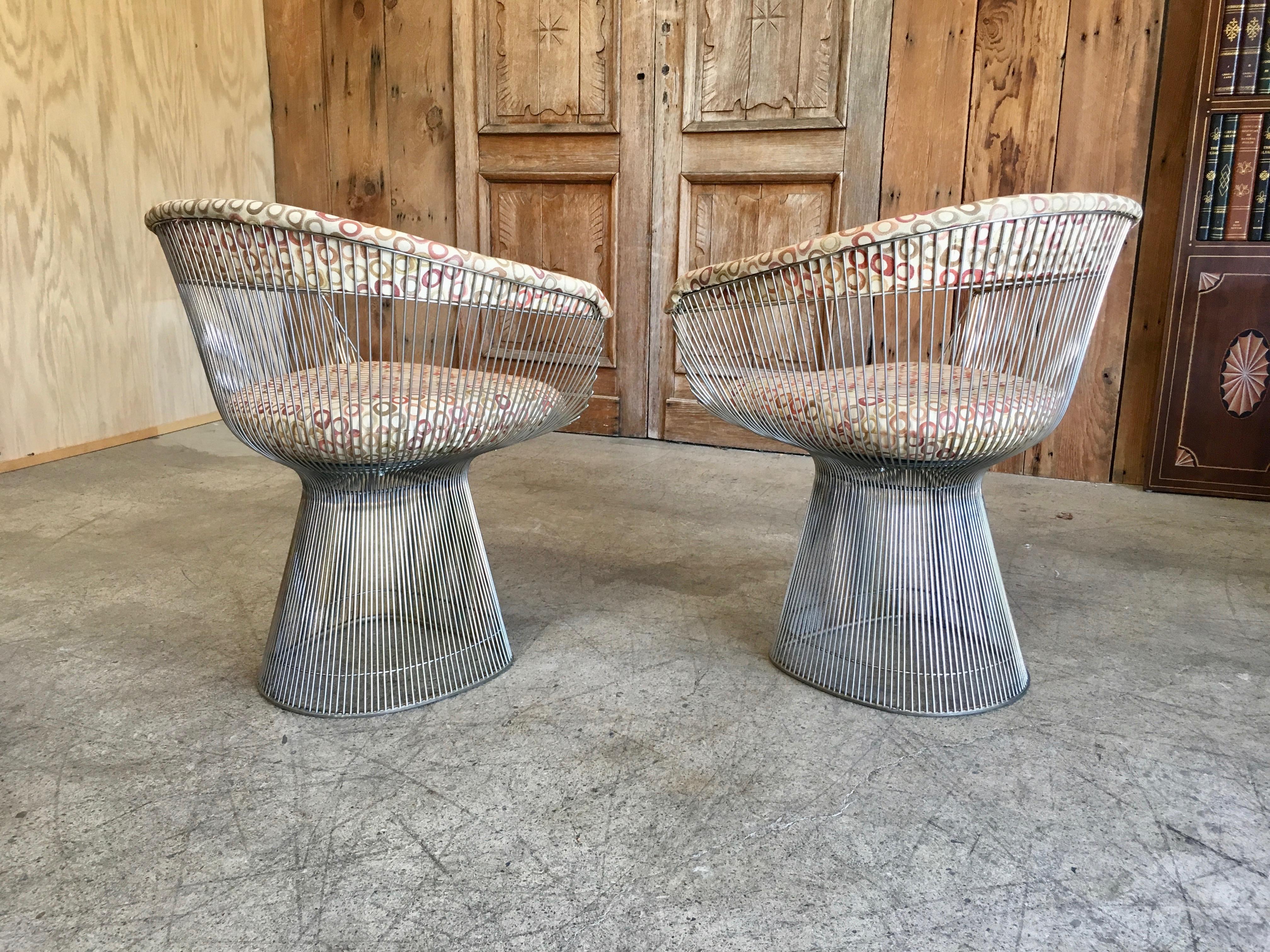 Upholstery Set of Two Midcentury Chairs by Warren Platner for Knoll Chairs