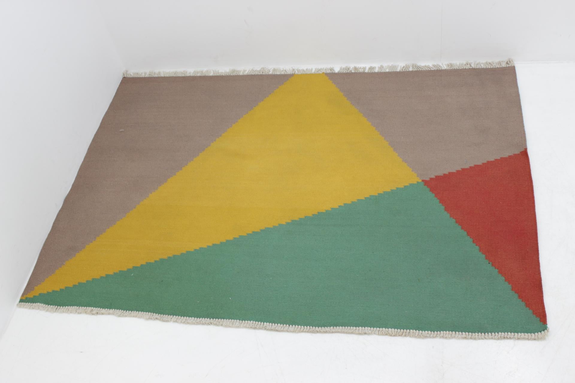 Czech Set of Two Midcentury Geometric Carpets or Rugs