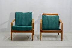 Set of Two Midcentury German Beech Wood Lounge Chairs from Knoll Antimott