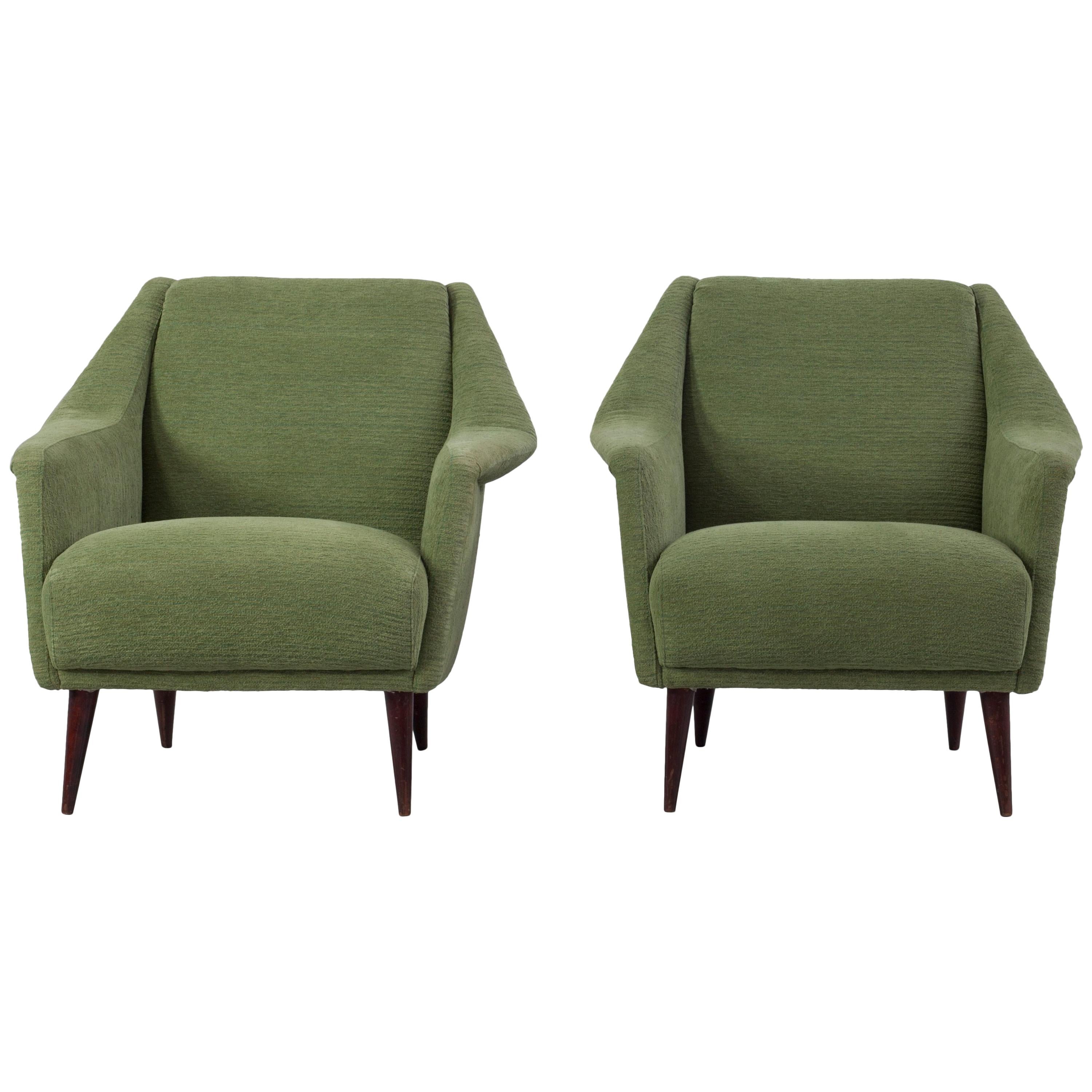 Set of Two Midcentury Green Model 802 Armchairs by Carlo de Carli for Cassina