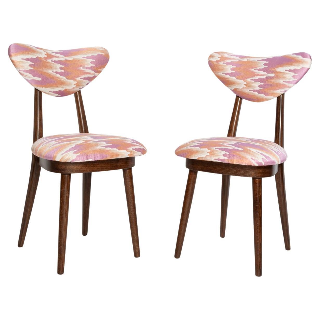 Set of Two MidCentury Heart Chairs, Pink Fandango Jacquar, Dedar, Europe, 1960s
