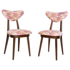 Vintage Set of Two MidCentury Heart Chairs, Pink Fandango Jacquar, Dedar, Europe, 1960s