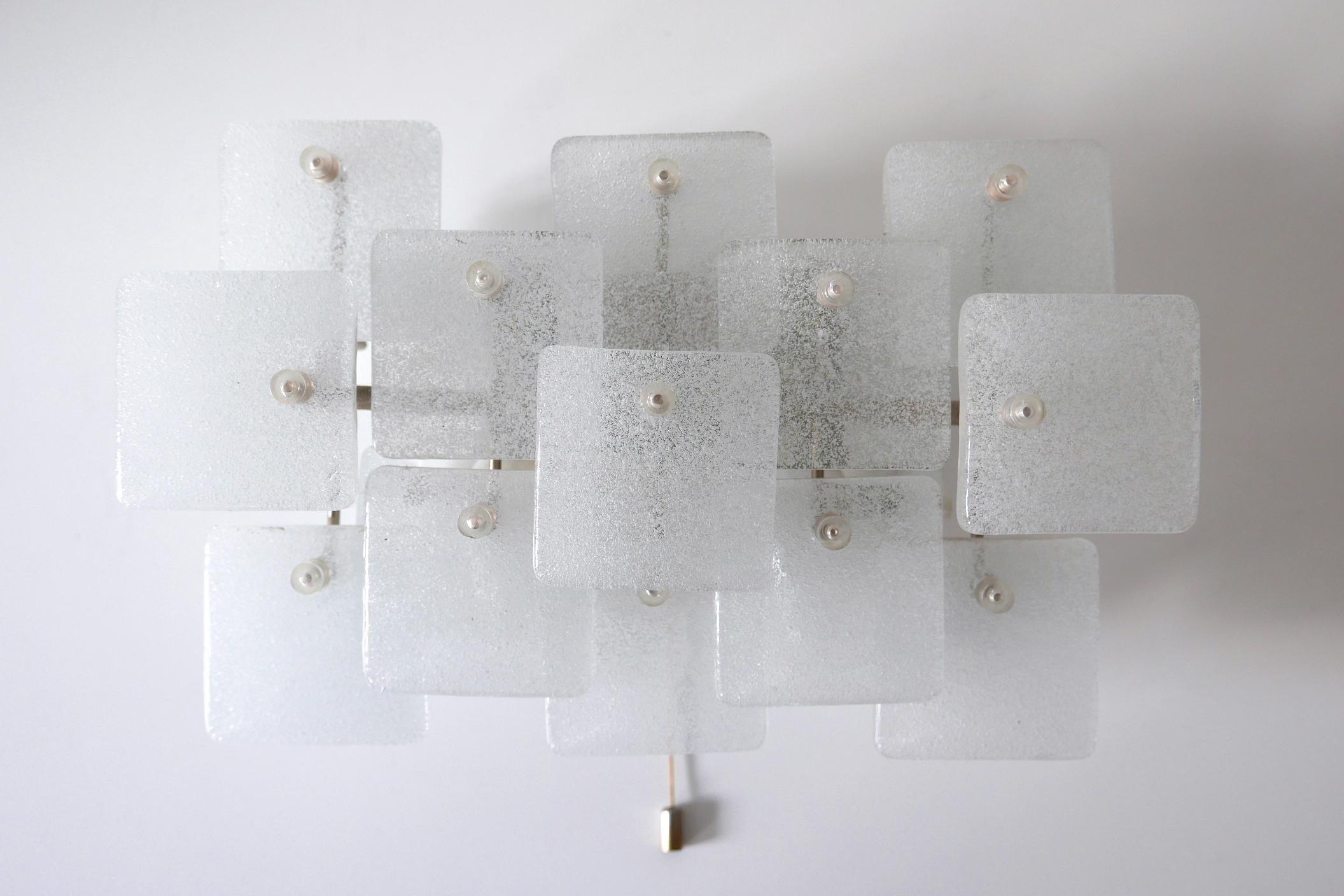 Mid-20th Century Set of Two Midcentury Ice Glass Wall Lamps or Sconces by Kalmar Franken, 1960s For Sale