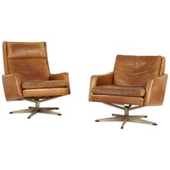 Set of Two Midcentury Leather Chairs, Denmark 1960s