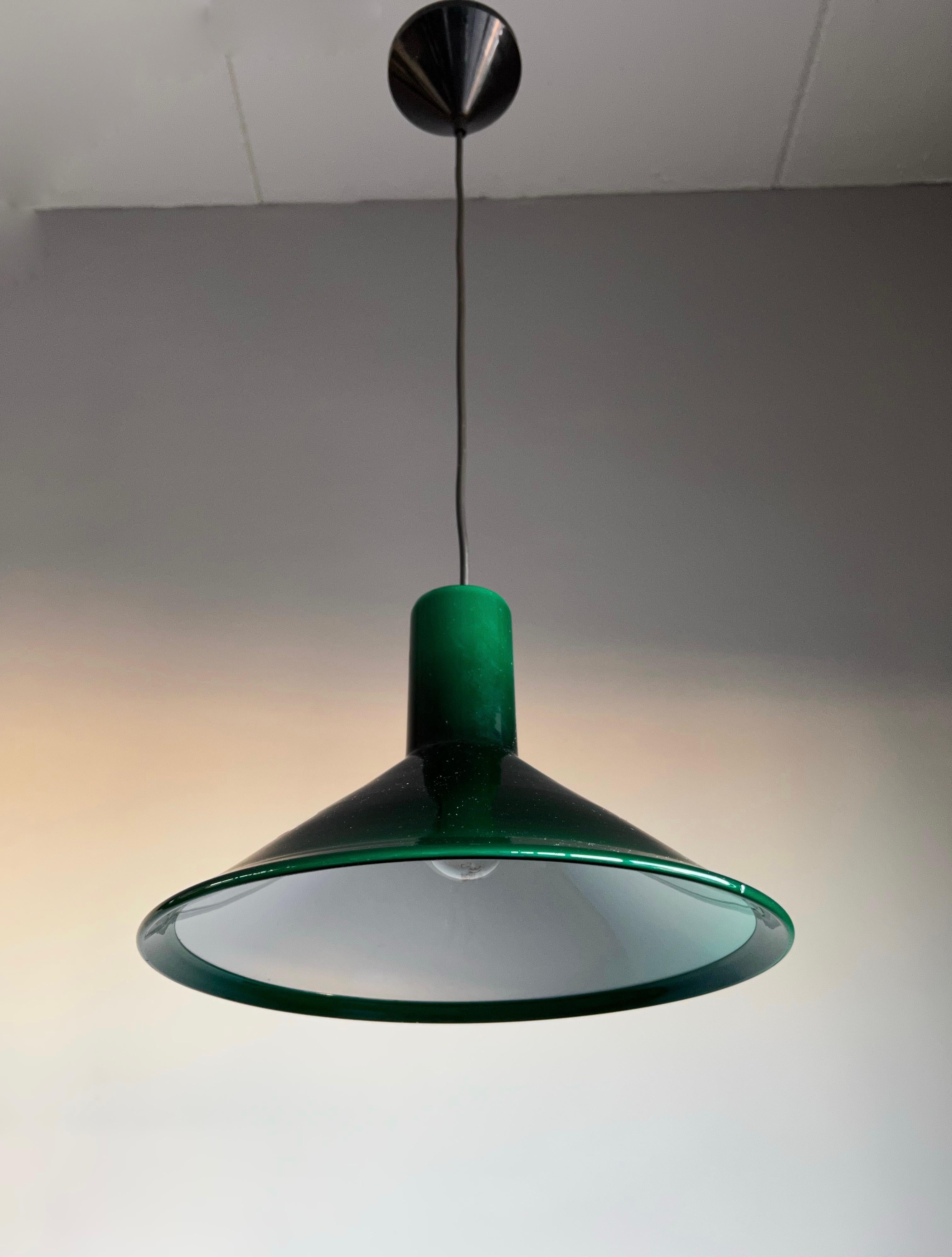 Set of Two Midcentury Made Green Glass Pendants by Michael Bang for Holmegaard For Sale 11