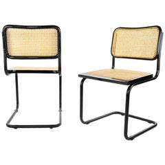 Ensemble de deux chaises B32 Cesca noires de Marcel Breuer, Modernity, Italie 1970