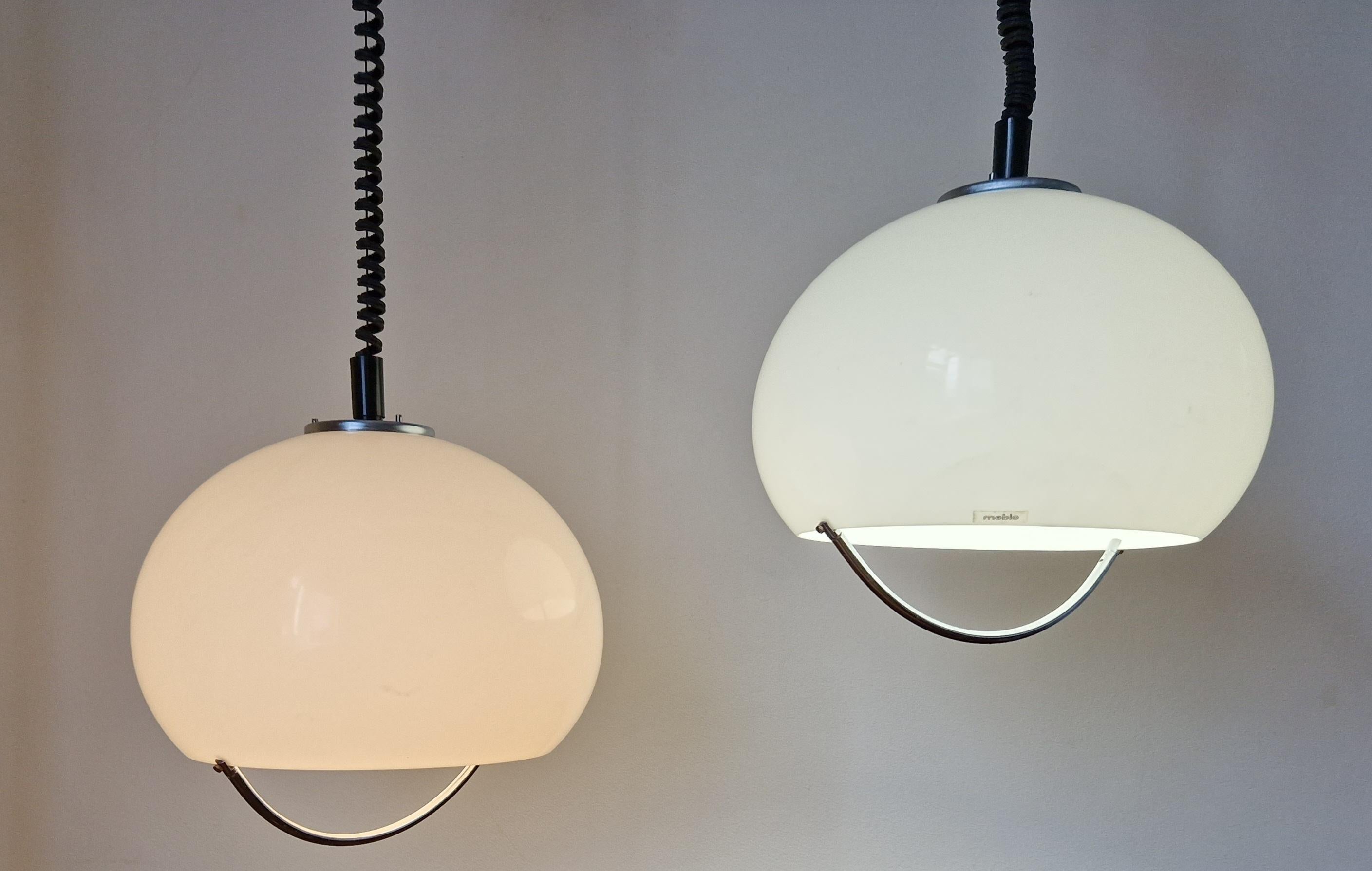 Set of Two Midcentury Pendants Meblo, Harvey Guzzini, Space Age, Italy, 1970s In Good Condition For Sale In Praha, CZ