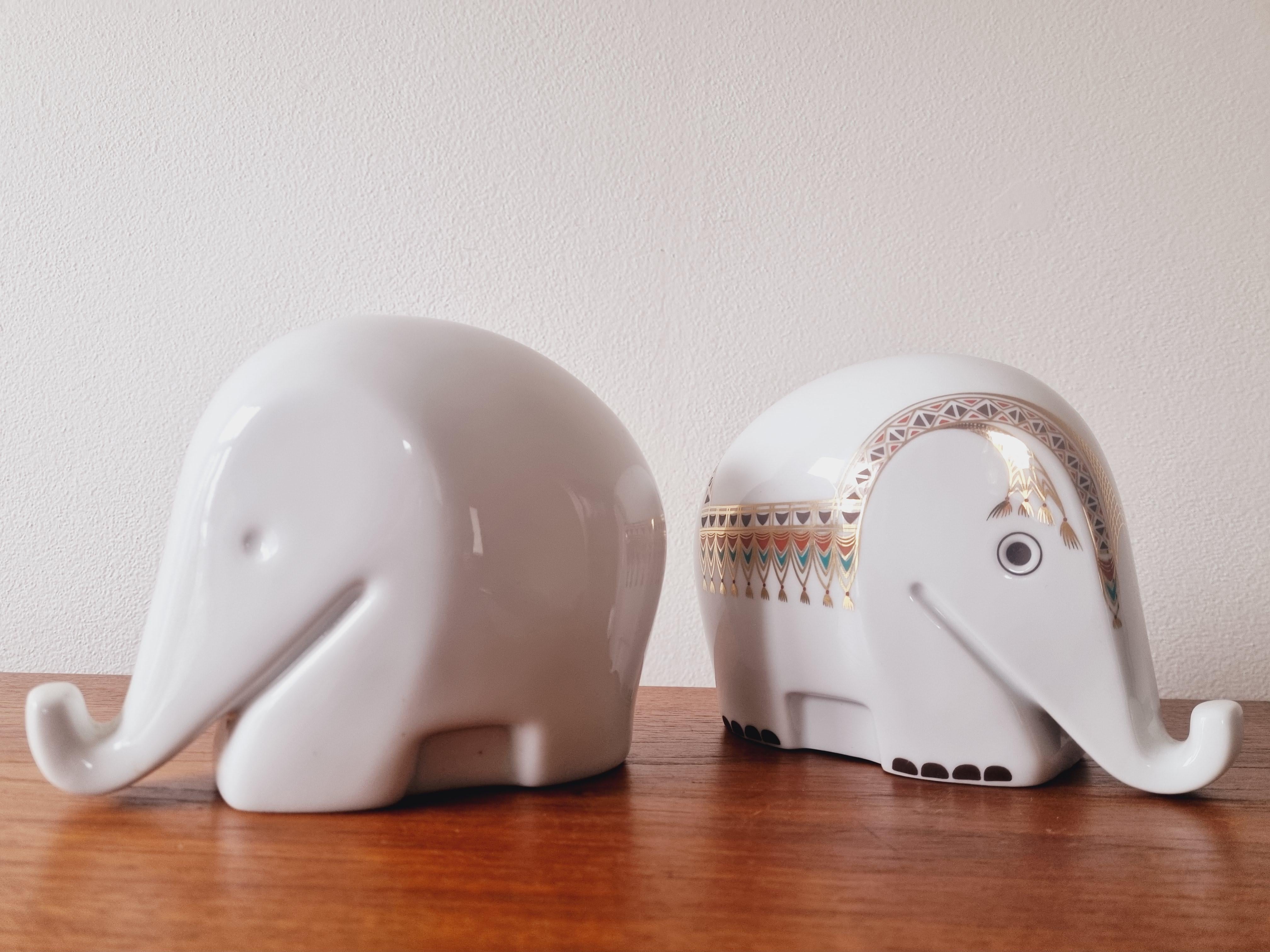 Late 20th Century Set of Two Midcentury Porcelain Money Boxes Elephant Drumbo, Luigi Colani, 1970s For Sale