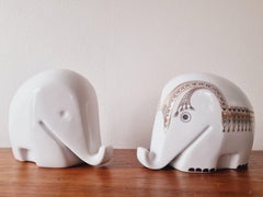 Set of Two Midcentury Porcelain Money Boxes Elephant Drumbo, Luigi Colani, 1970s