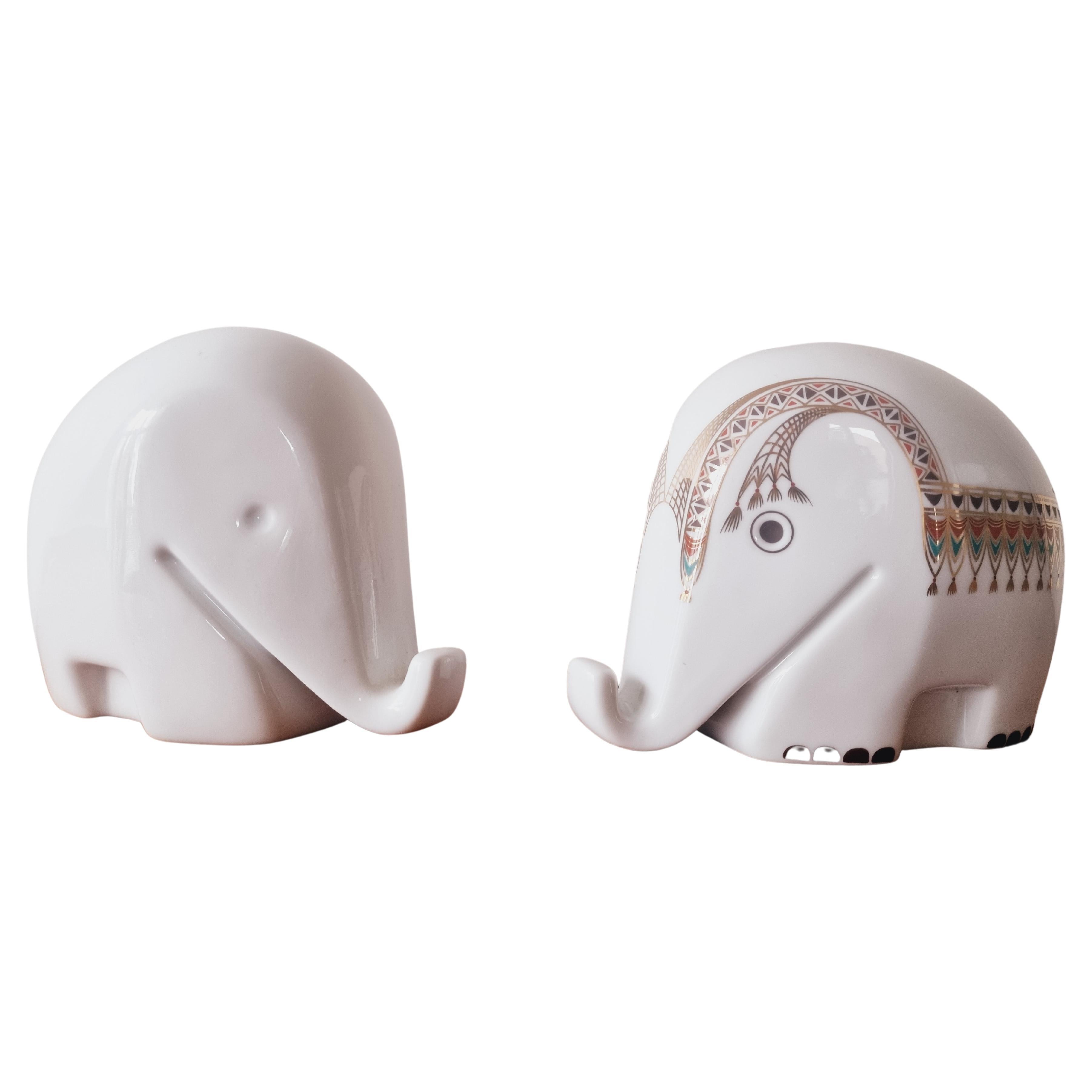 Set of Two Midcentury Porcelain Money Boxes Elephant Drumbo, Luigi Colani, 1970s For Sale