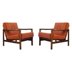 Set of Two Midcentury Sierra Velvet Armchairs, Zenon Baczyk, 1960s