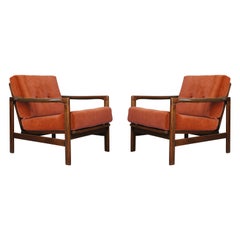 Vintage Set of Two Midcentury Sierra Velvet Armchairs, Zenon Baczyk, 1960s