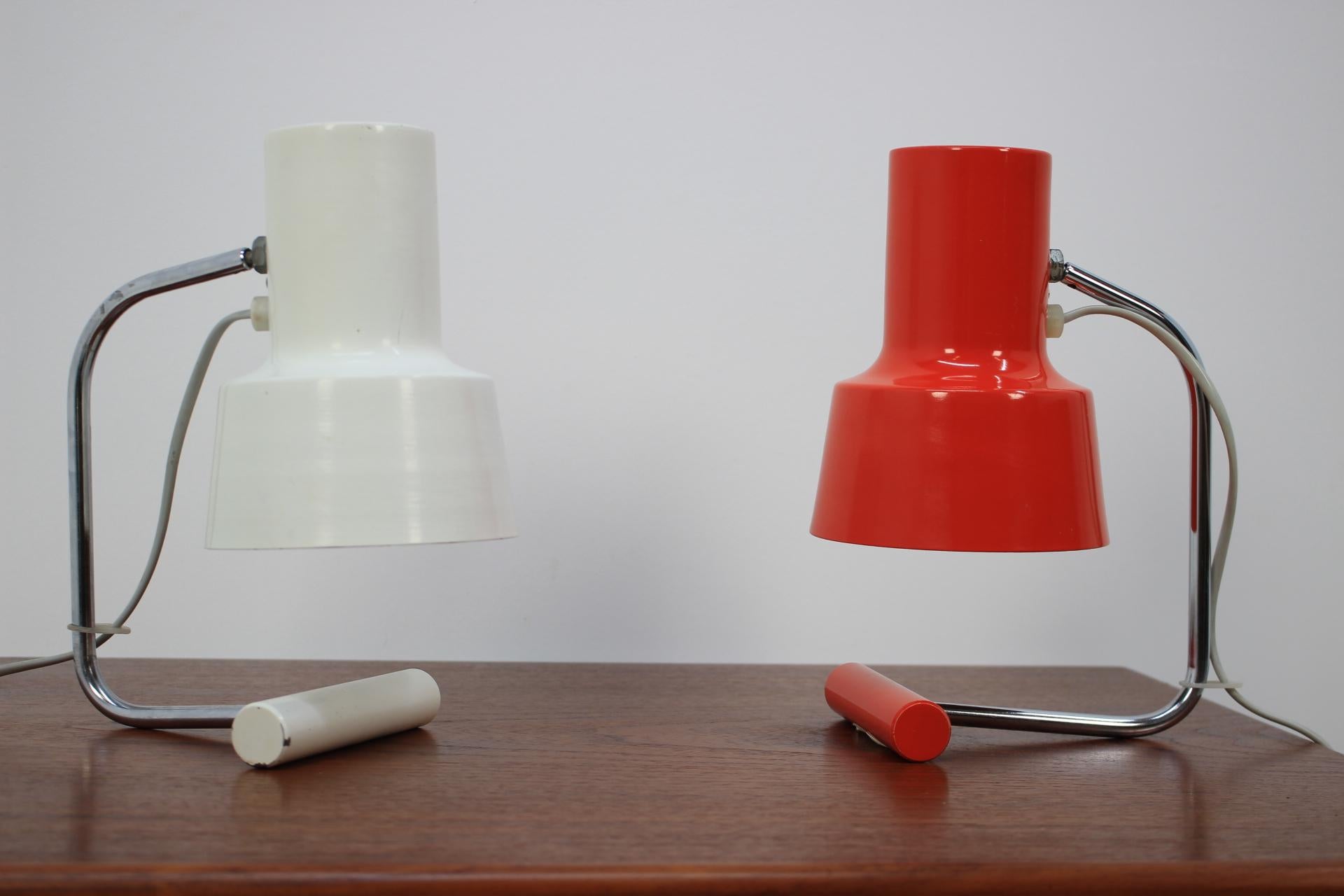 Lacquered Set of Two Midcentury Table Lamps Napako, Designed by Josef Hurka, 1970s For Sale