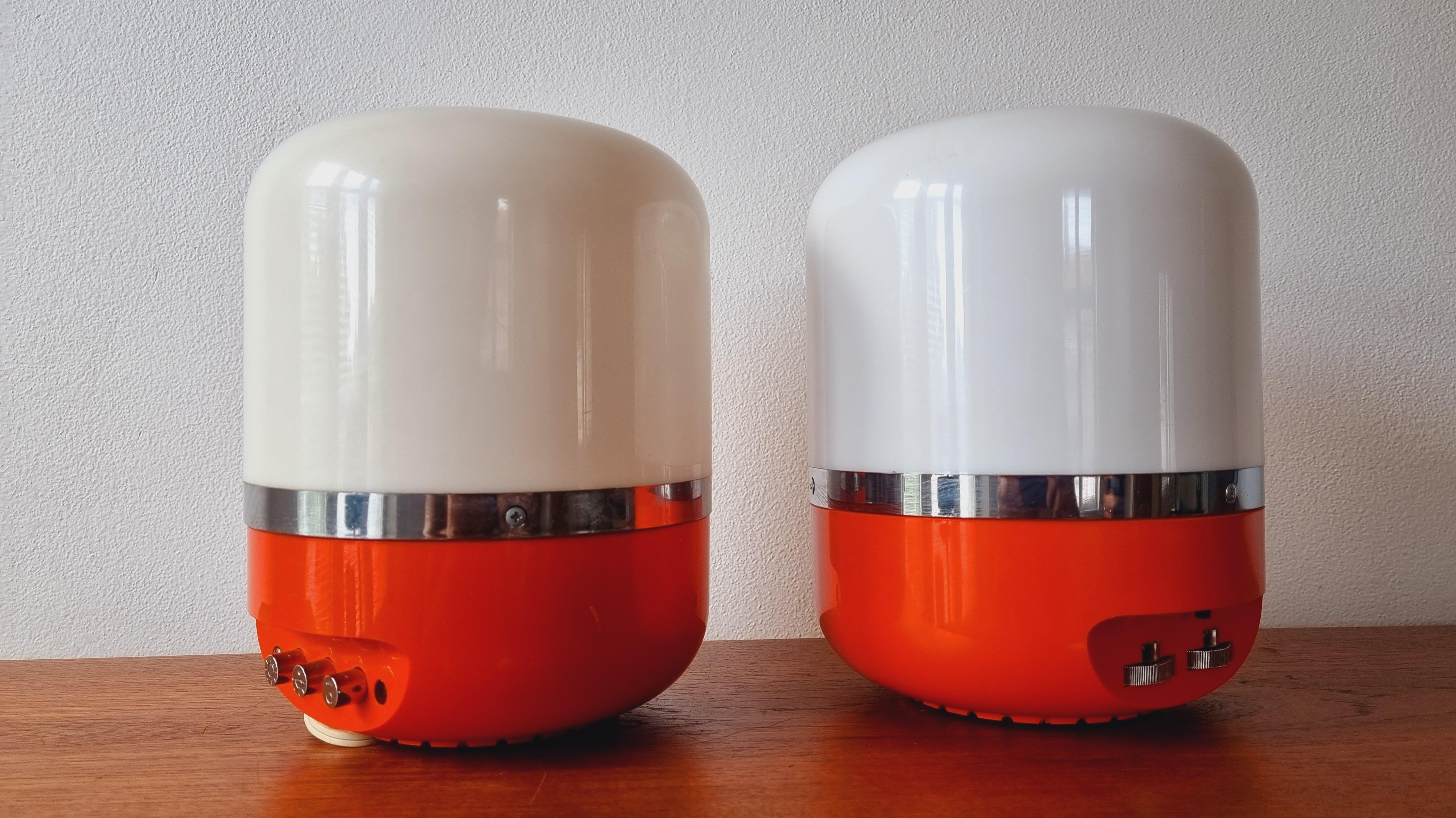 Set of Two Midcentury Table Lamps, Space Age, Adriano Rampoldi, Italy, 1970s For Sale 4