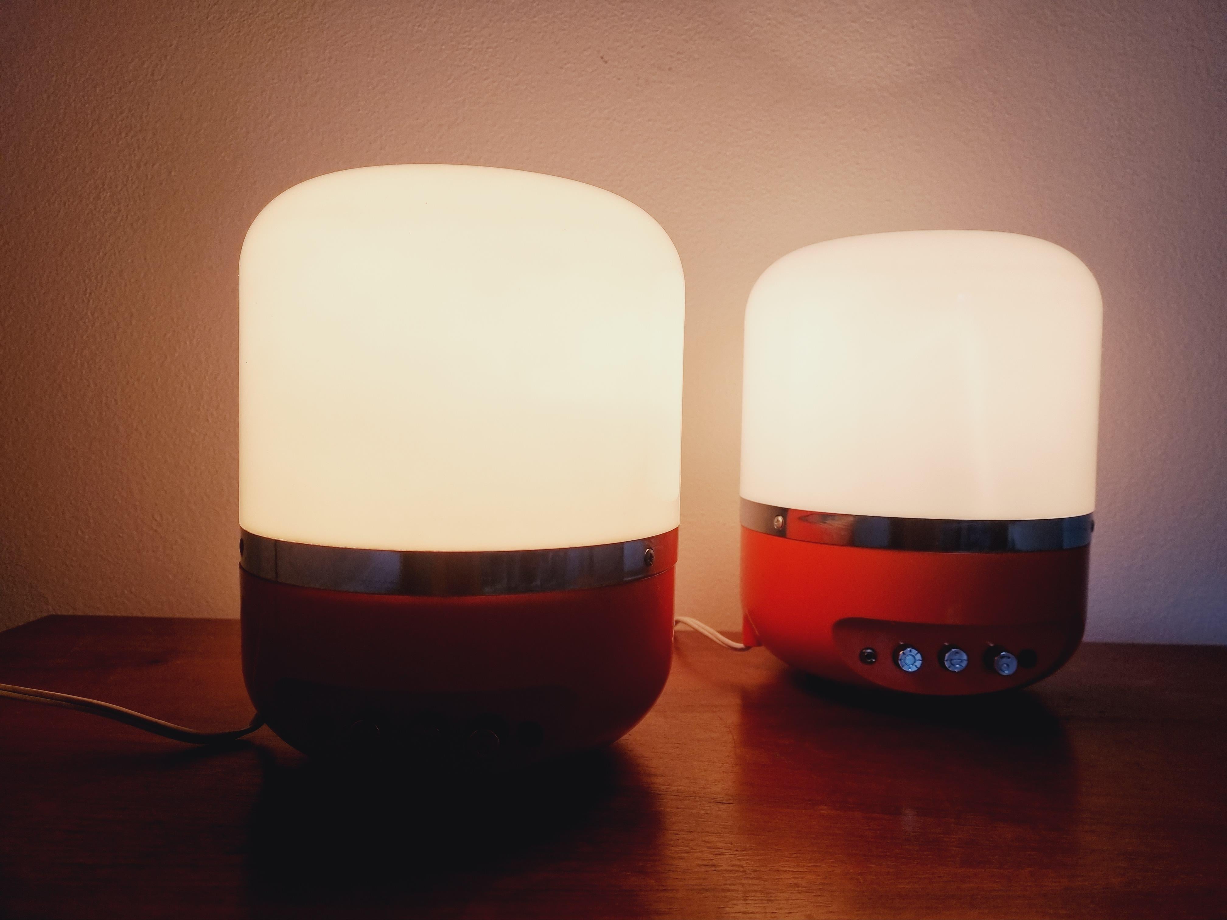 Set of Two Midcentury Table Lamps, Space Age, Adriano Rampoldi, Italy, 1970s For Sale 5
