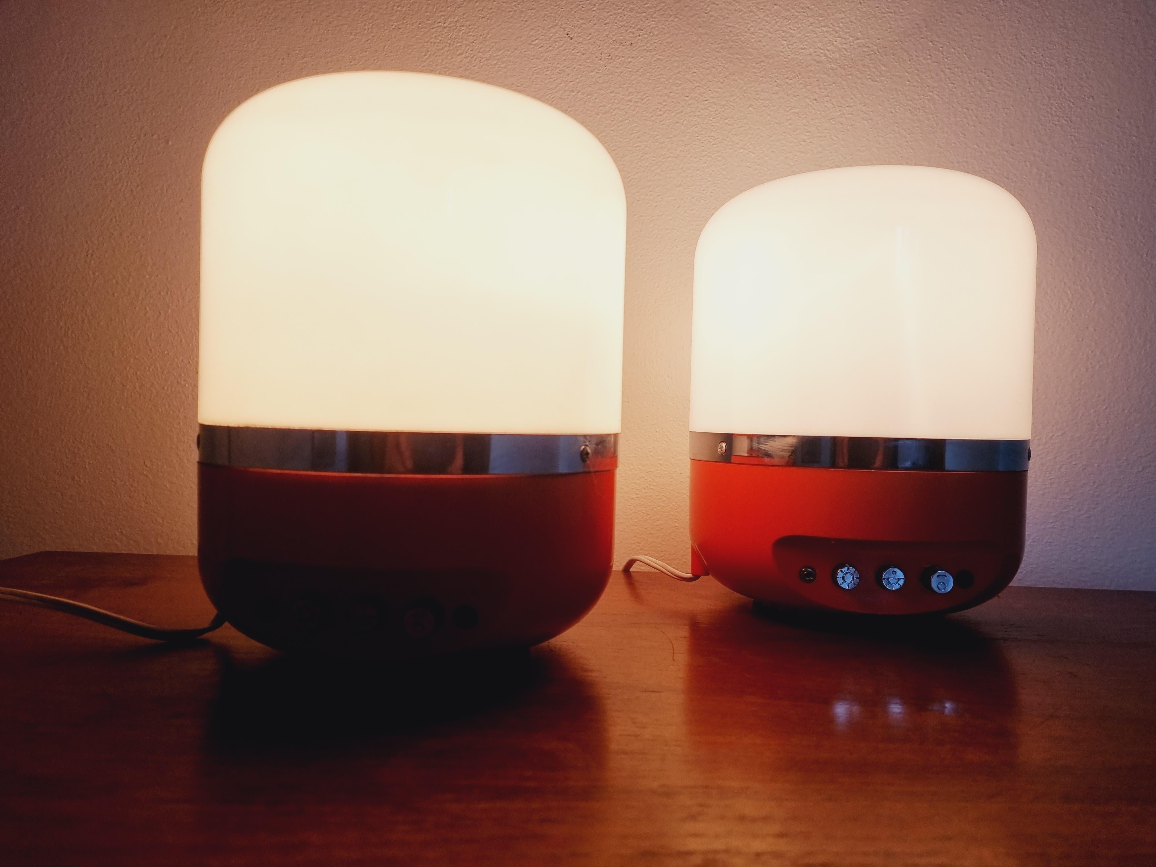 Set of Two Midcentury Table Lamps, Space Age, Adriano Rampoldi, Italy, 1970s For Sale 7