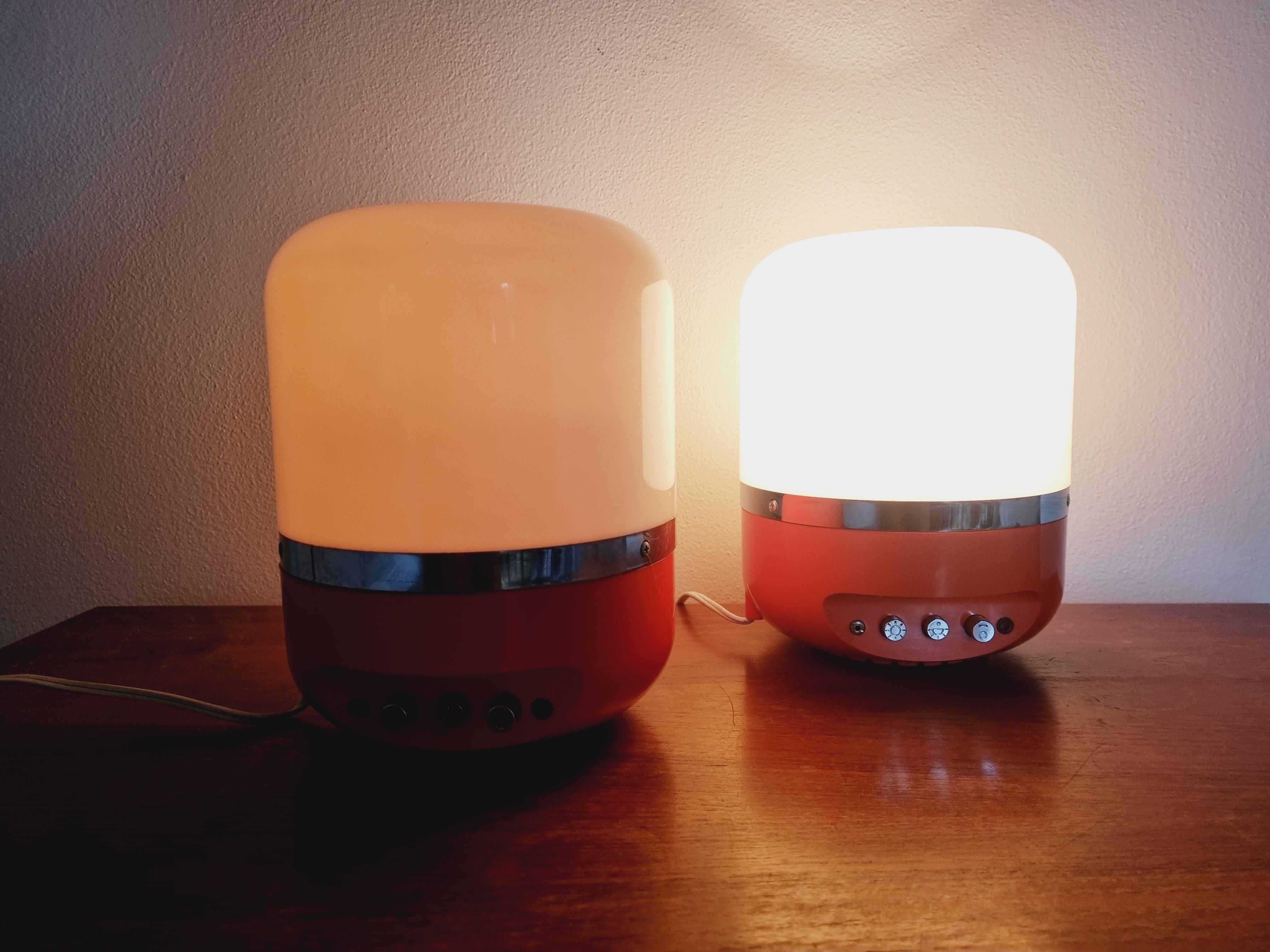 Set of Two Midcentury Table Lamps, Space Age, Adriano Rampoldi, Italy, 1970s For Sale 10