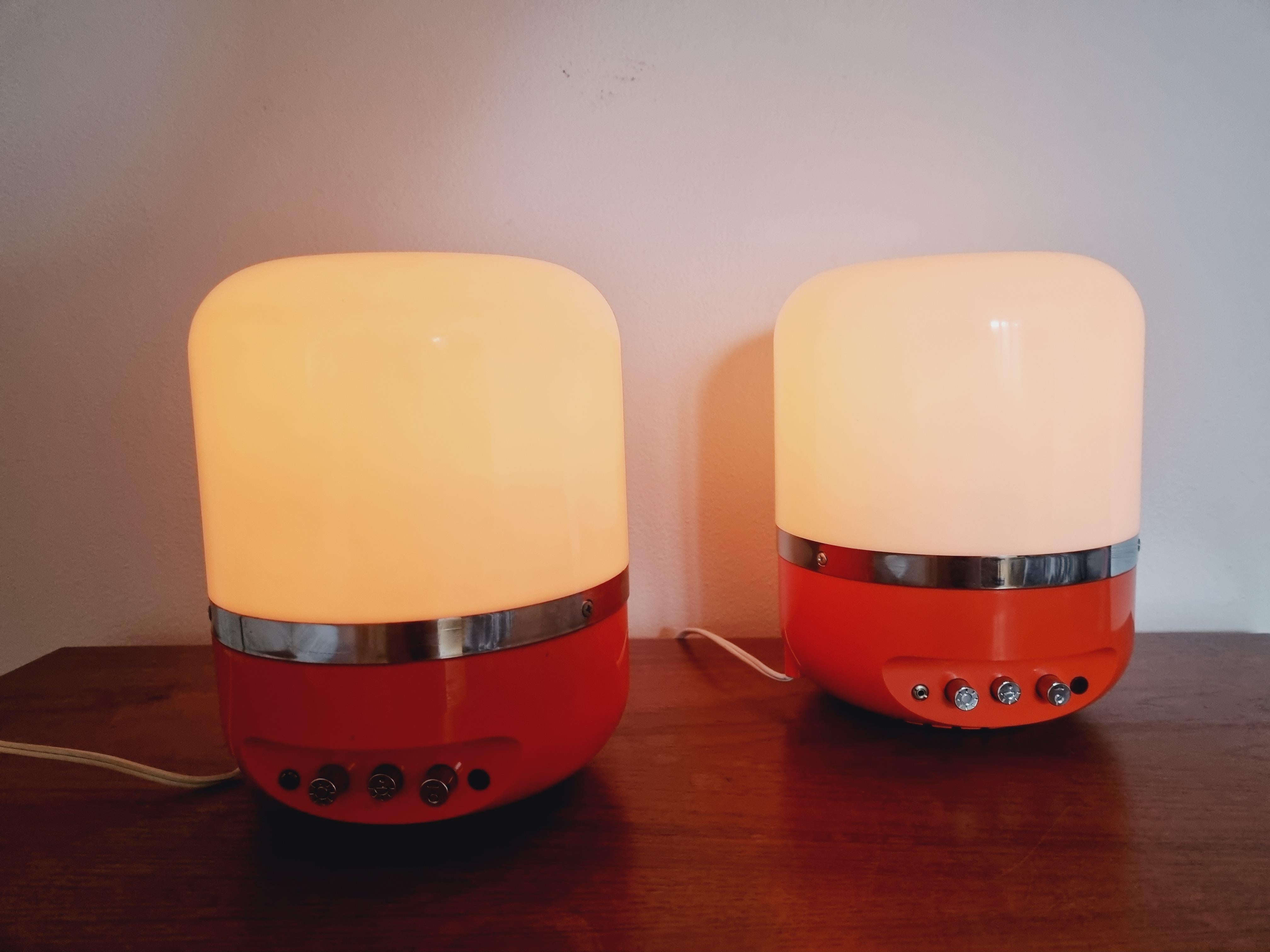 Set of Two Midcentury Table Lamps, Space Age, Adriano Rampoldi, Italy, 1970s For Sale 11