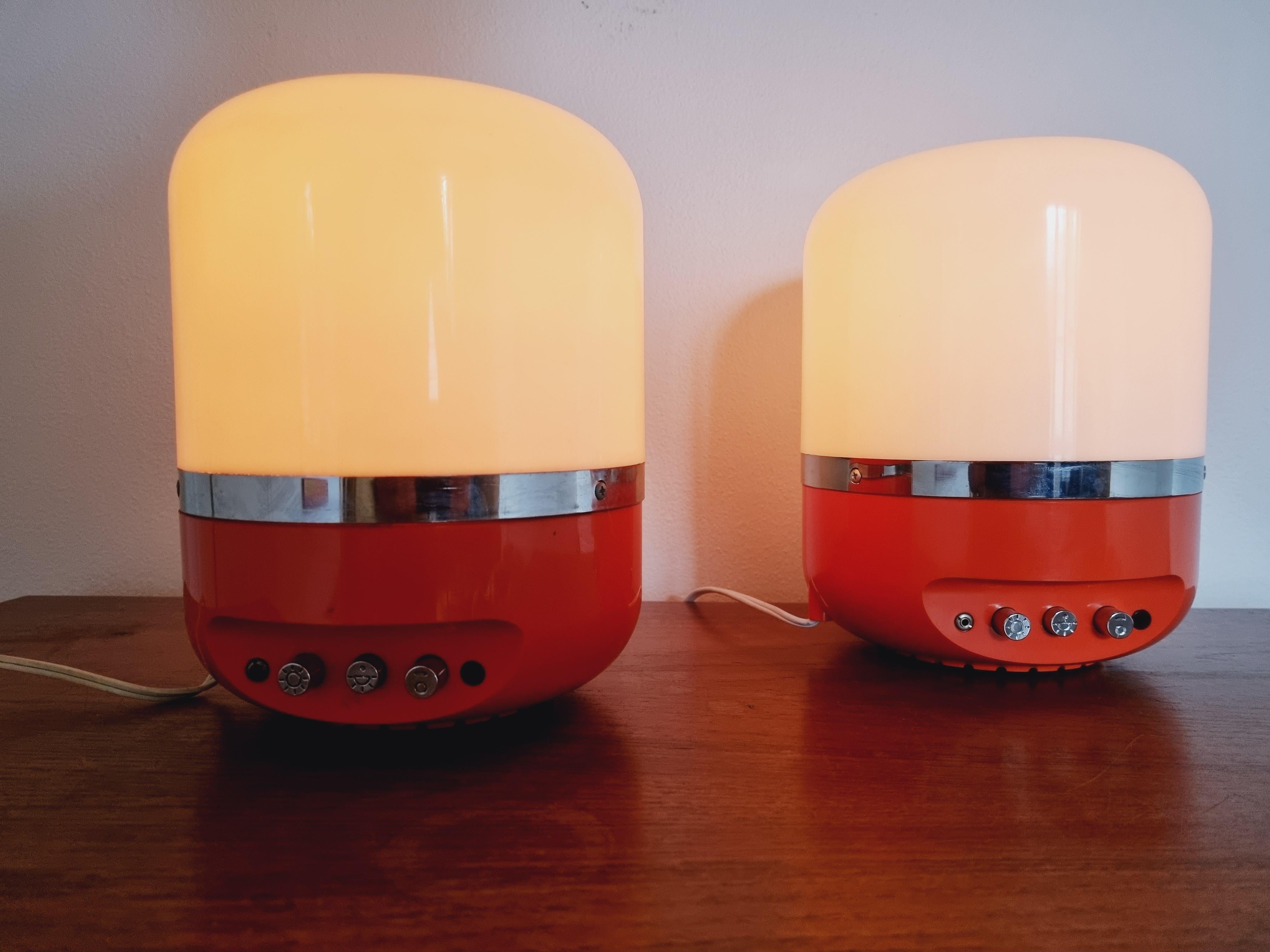 Set of Two Midcentury Table Lamps, Space Age, Adriano Rampoldi, Italy, 1970s For Sale 12