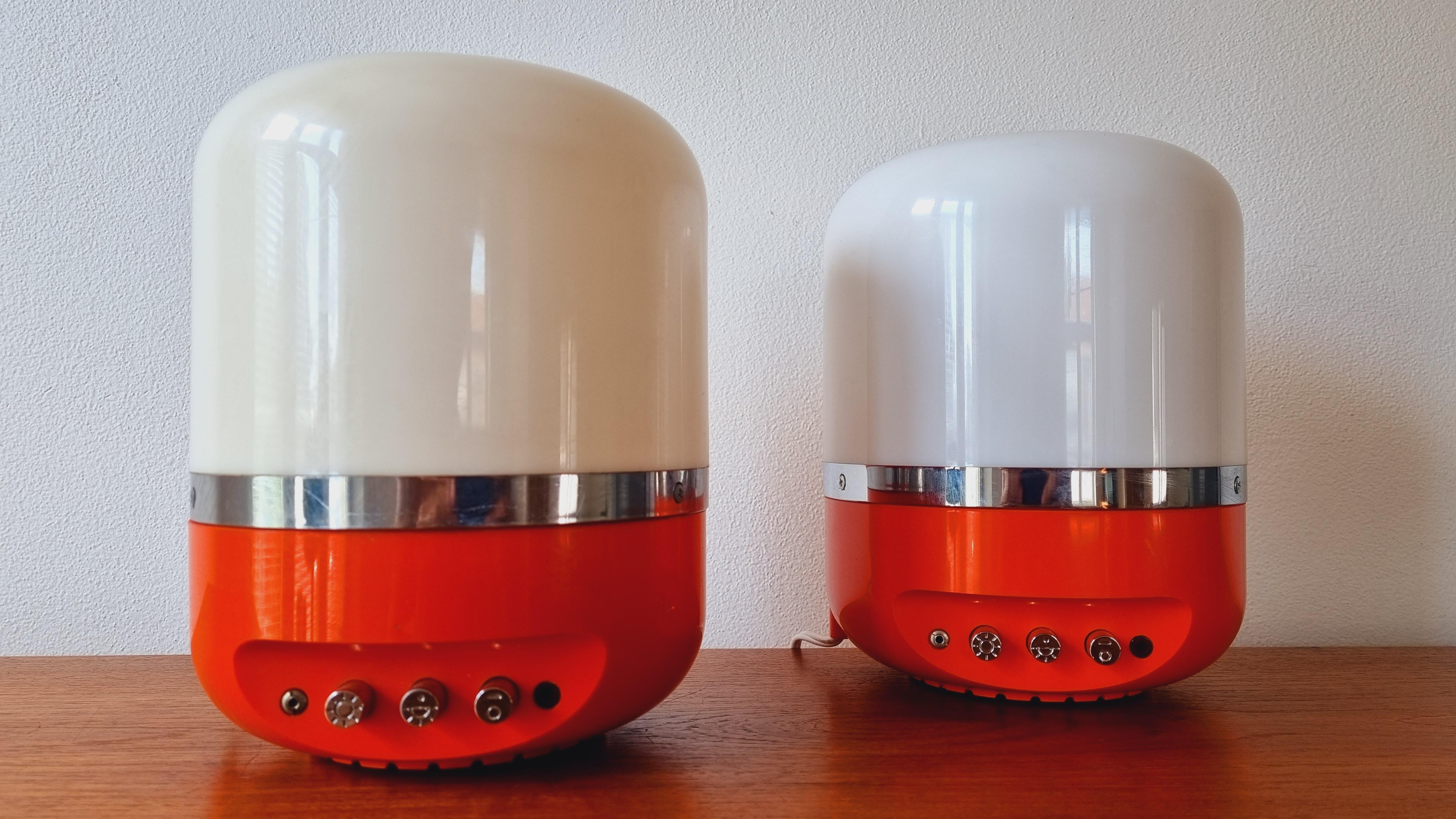 Mid-Century Modern Set of Two Midcentury Table Lamps, Space Age, Adriano Rampoldi, Italy, 1970s For Sale