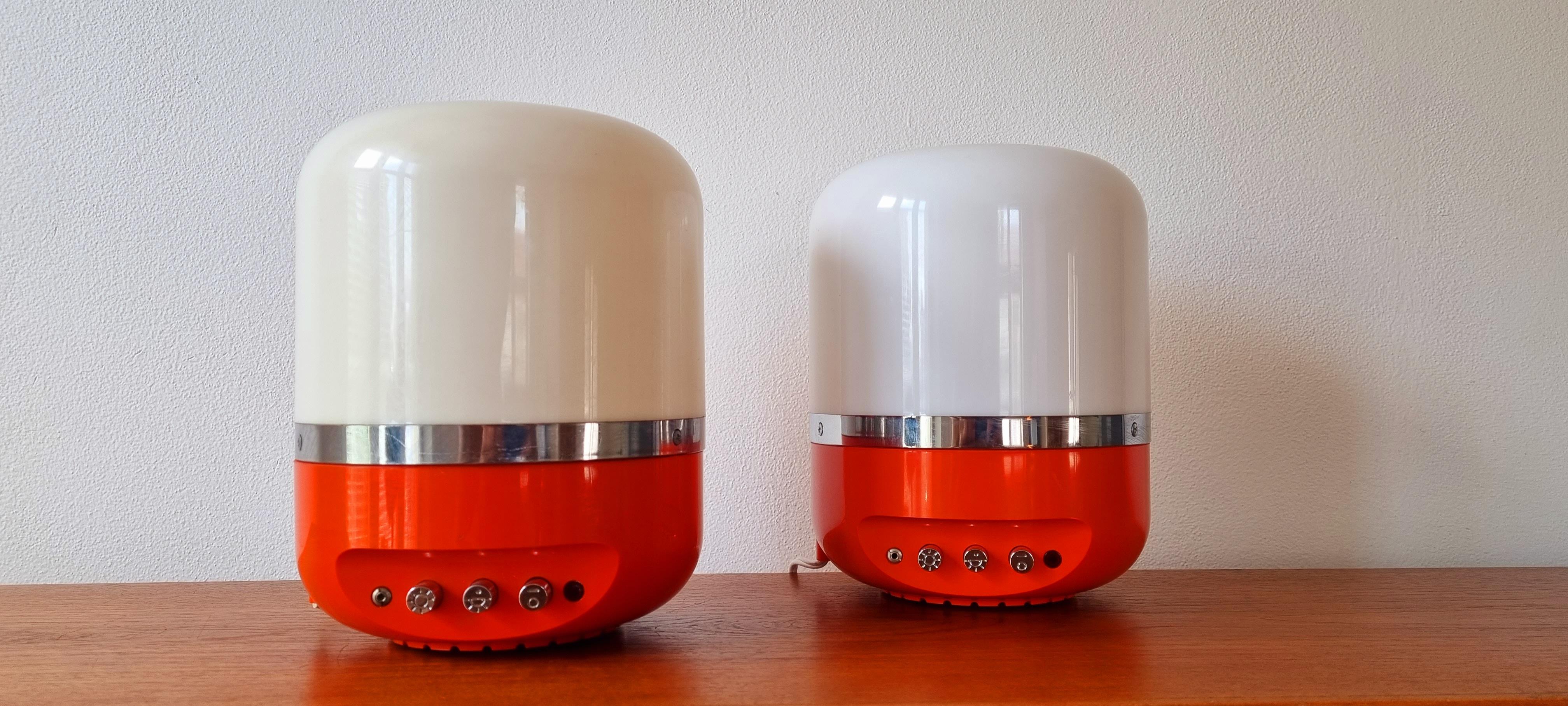 Italian Set of Two Midcentury Table Lamps, Space Age, Adriano Rampoldi, Italy, 1970s For Sale